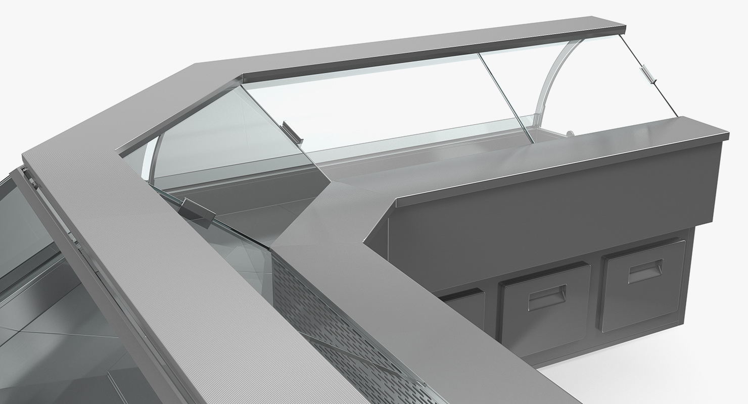 3D Bend Glass Meat Display Counter