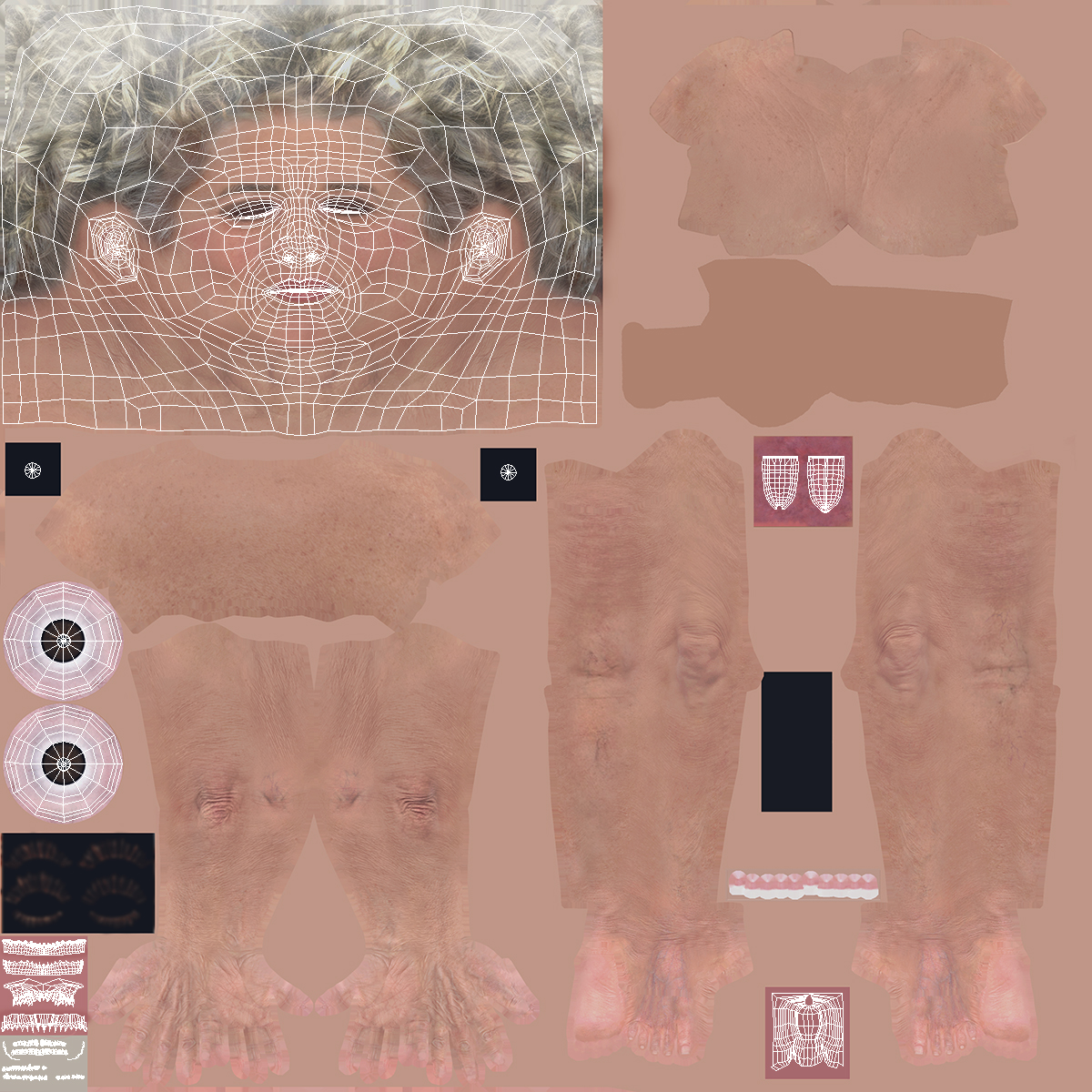 3D Chinese Old Lady Head Wearing Hat model