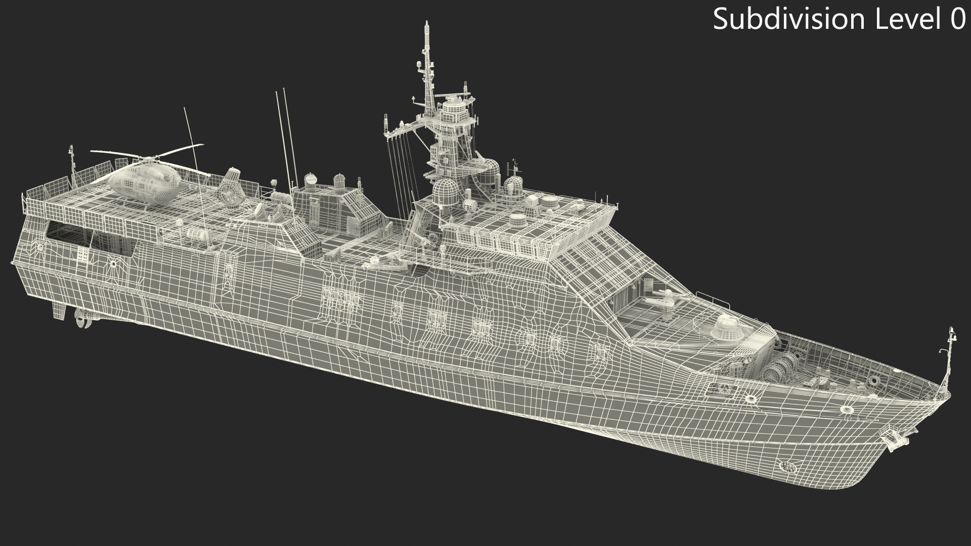 3D Coast Guard Ship with Helicopter Rigged for Maya model