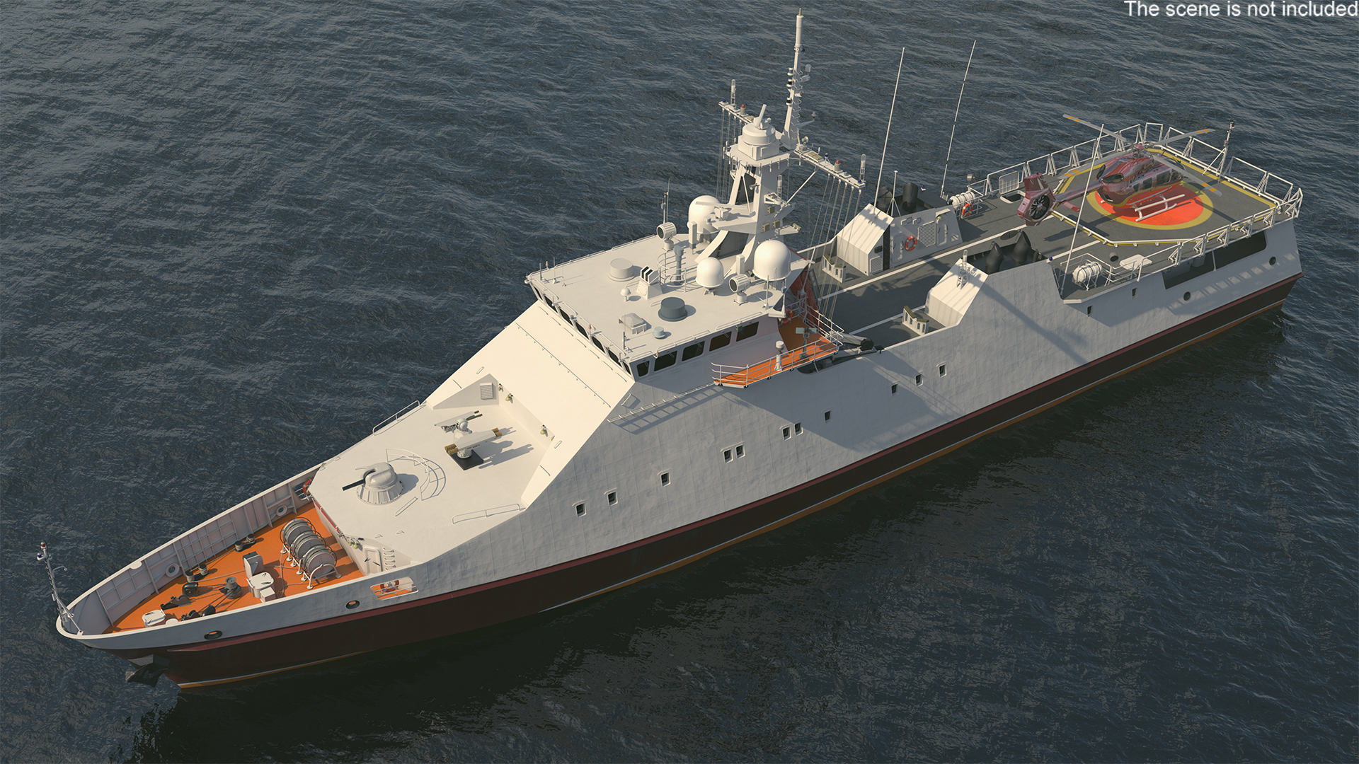 3D Coast Guard Ship with Helicopter Rigged for Maya model