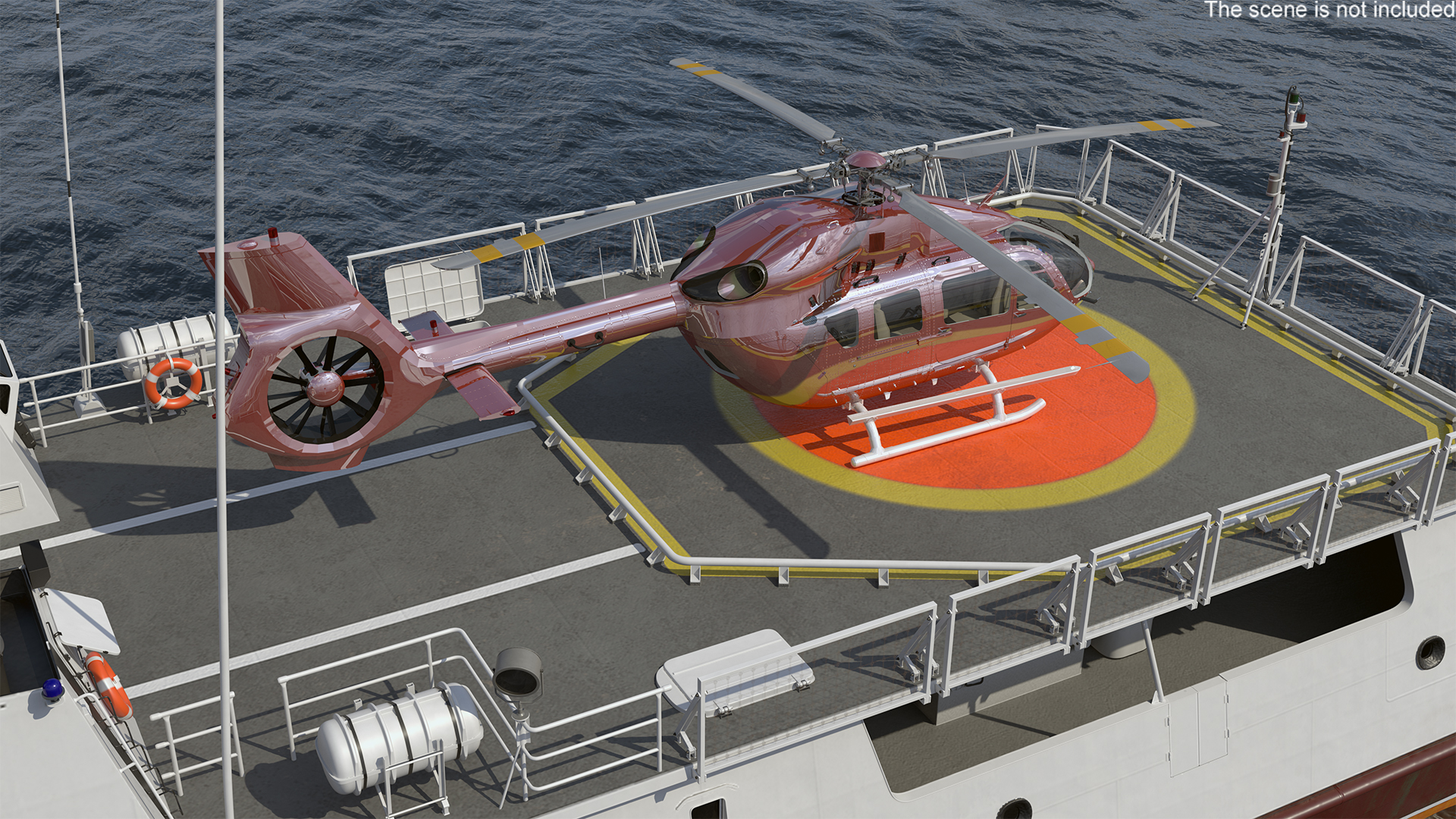 3D Coast Guard Ship with Helicopter Rigged for Maya model