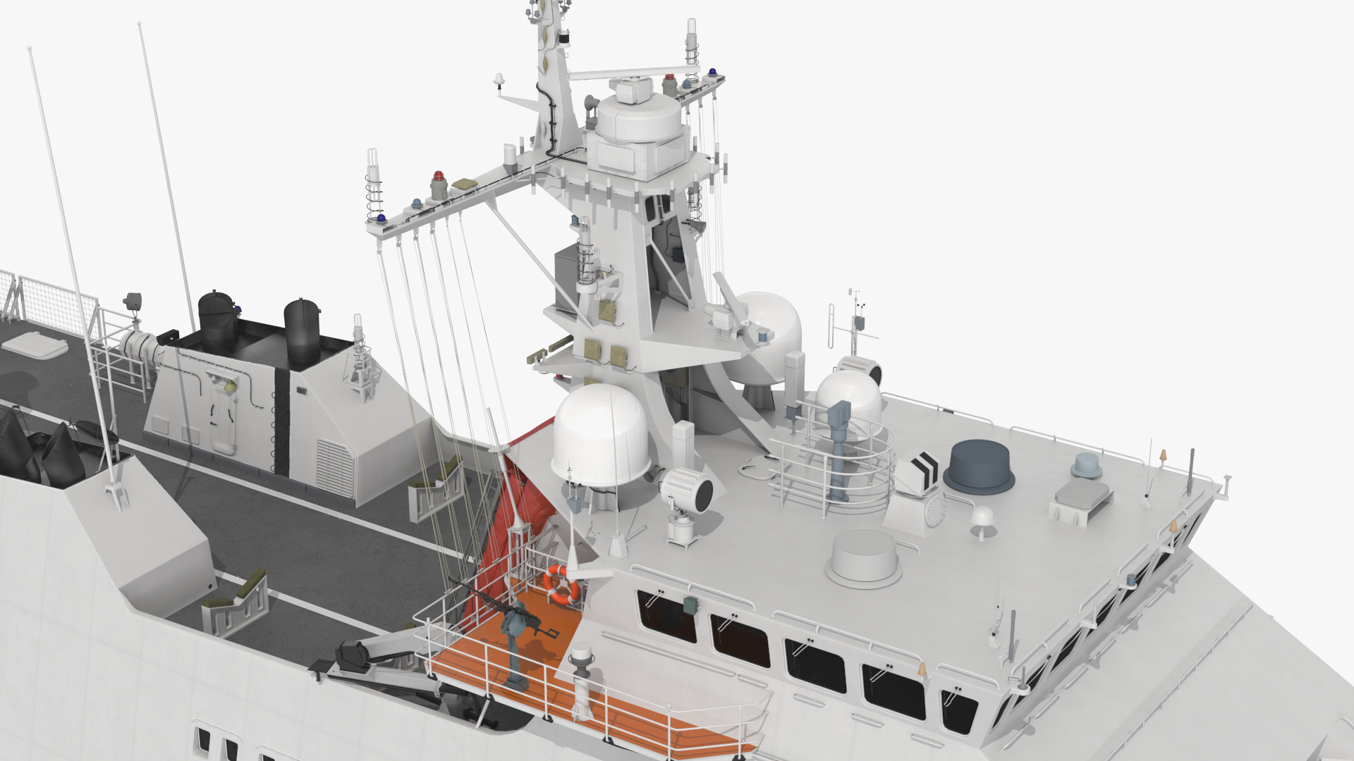 3D Coast Guard Ship with Helicopter Rigged for Maya model