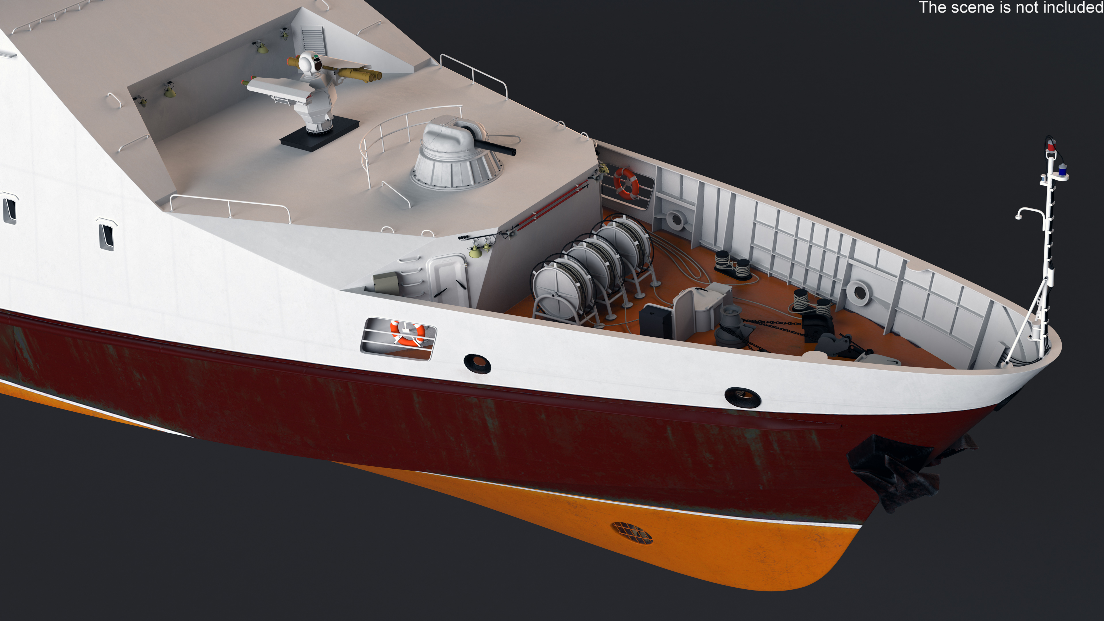 3D Coast Guard Ship with Helicopter Rigged for Maya model