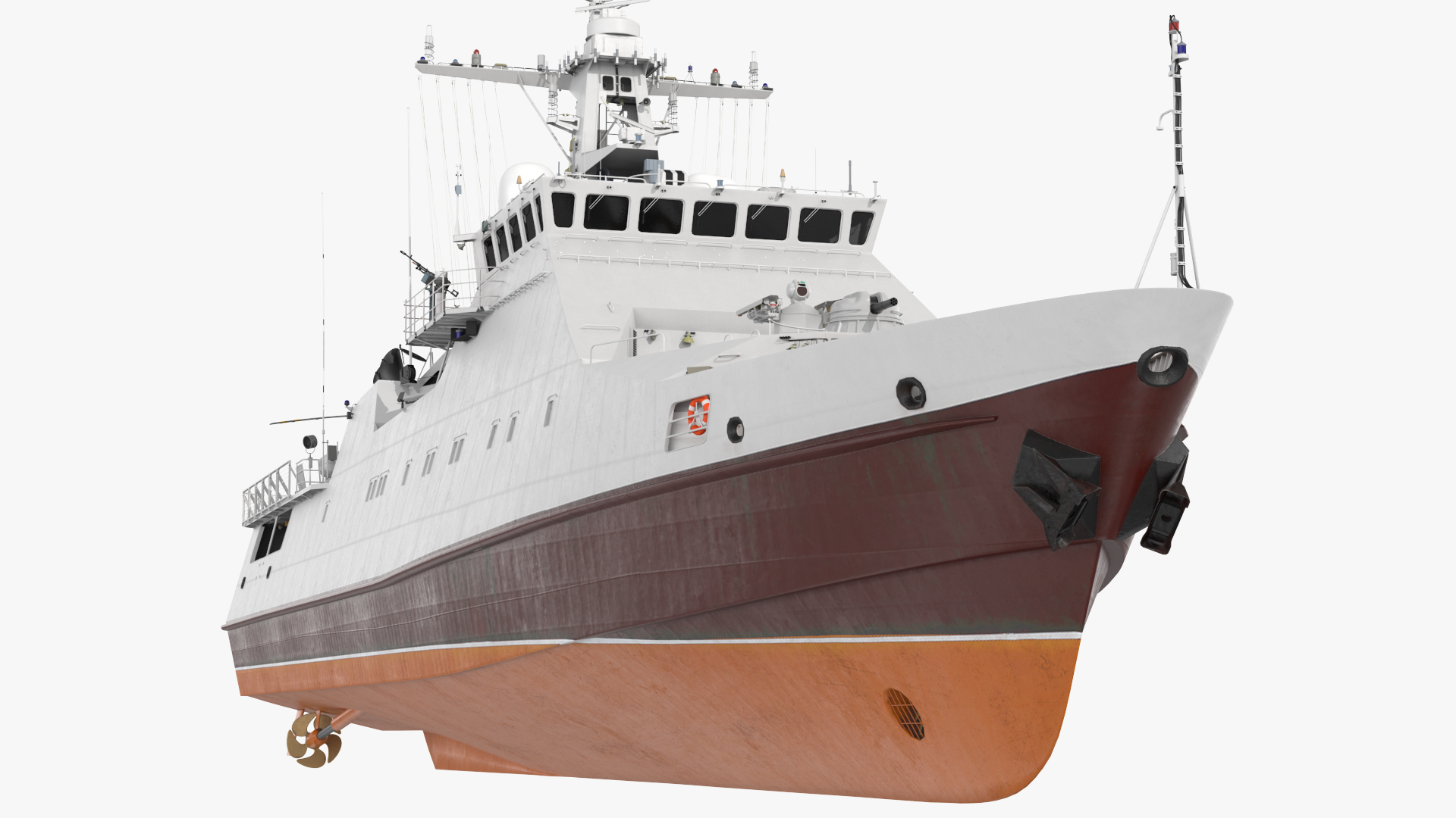 3D Coast Guard Ship with Helicopter Rigged for Maya model