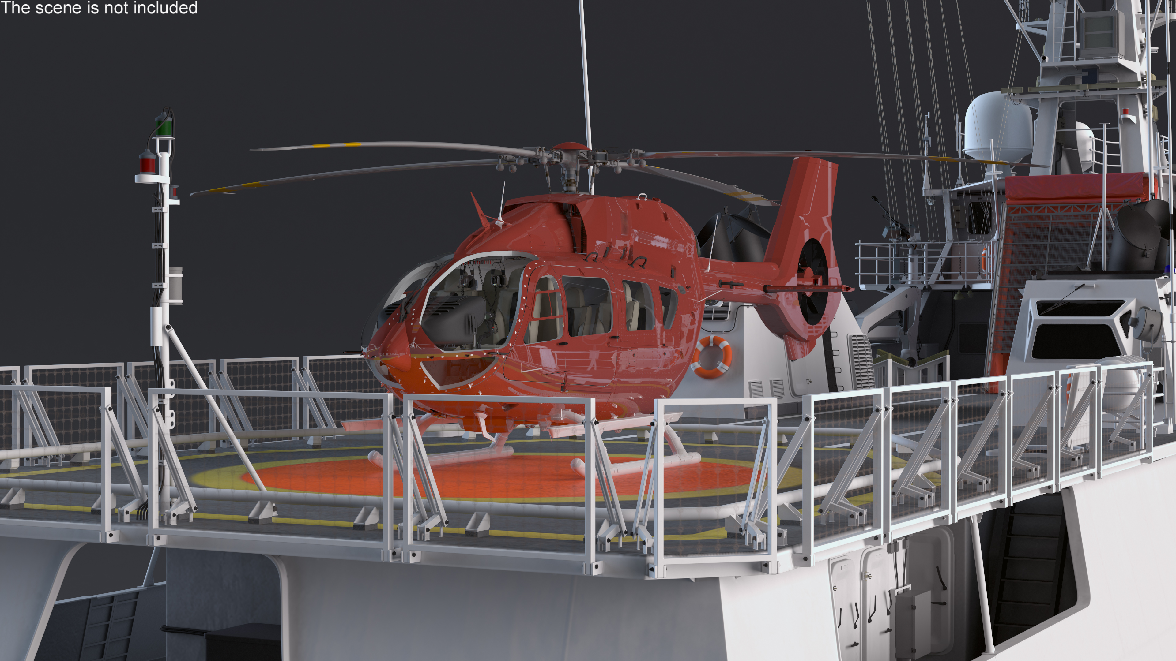 3D Coast Guard Ship with Helicopter Rigged for Maya model