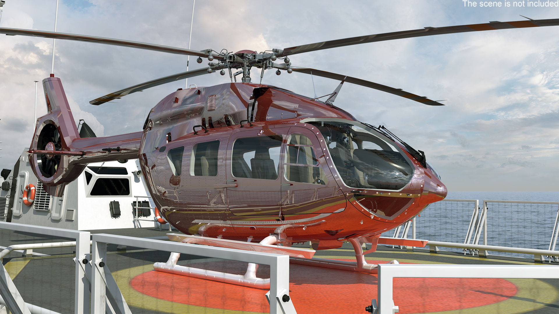3D Coast Guard Ship with Helicopter Rigged for Maya model