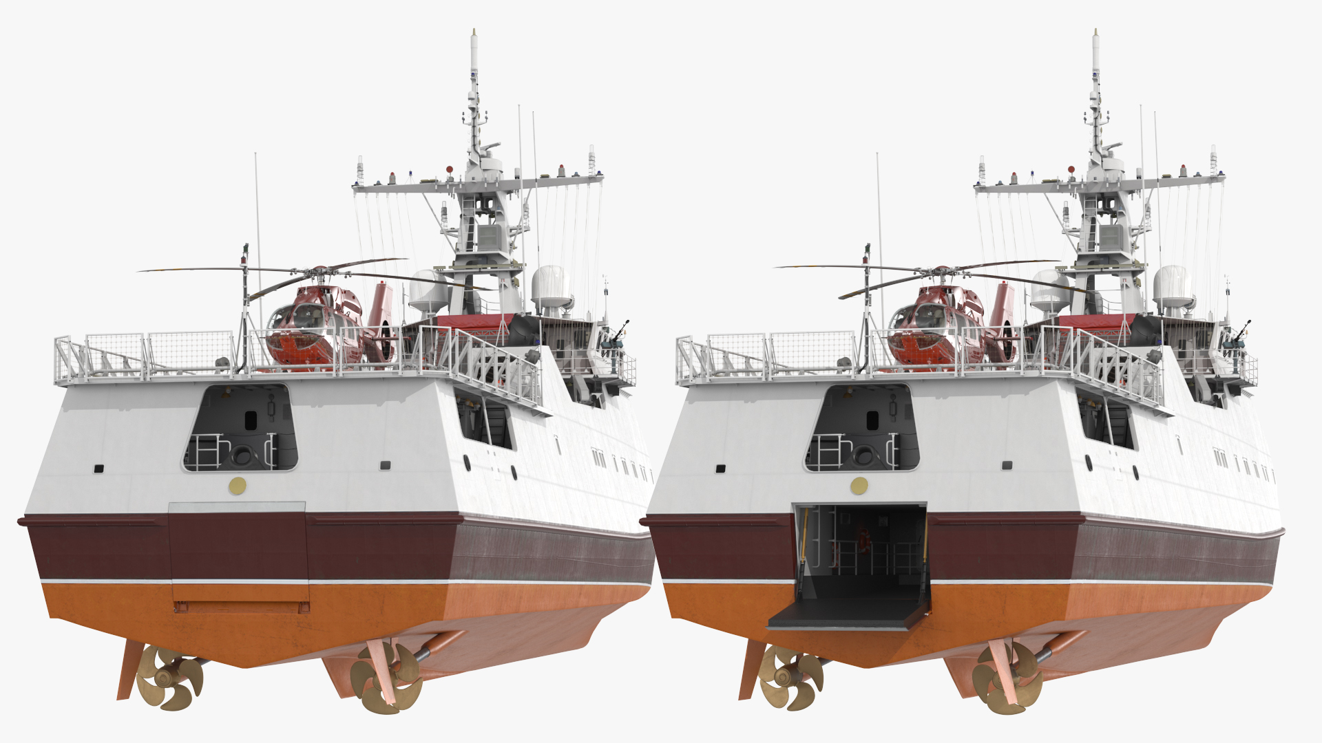 3D Coast Guard Ship with Helicopter Rigged for Maya model