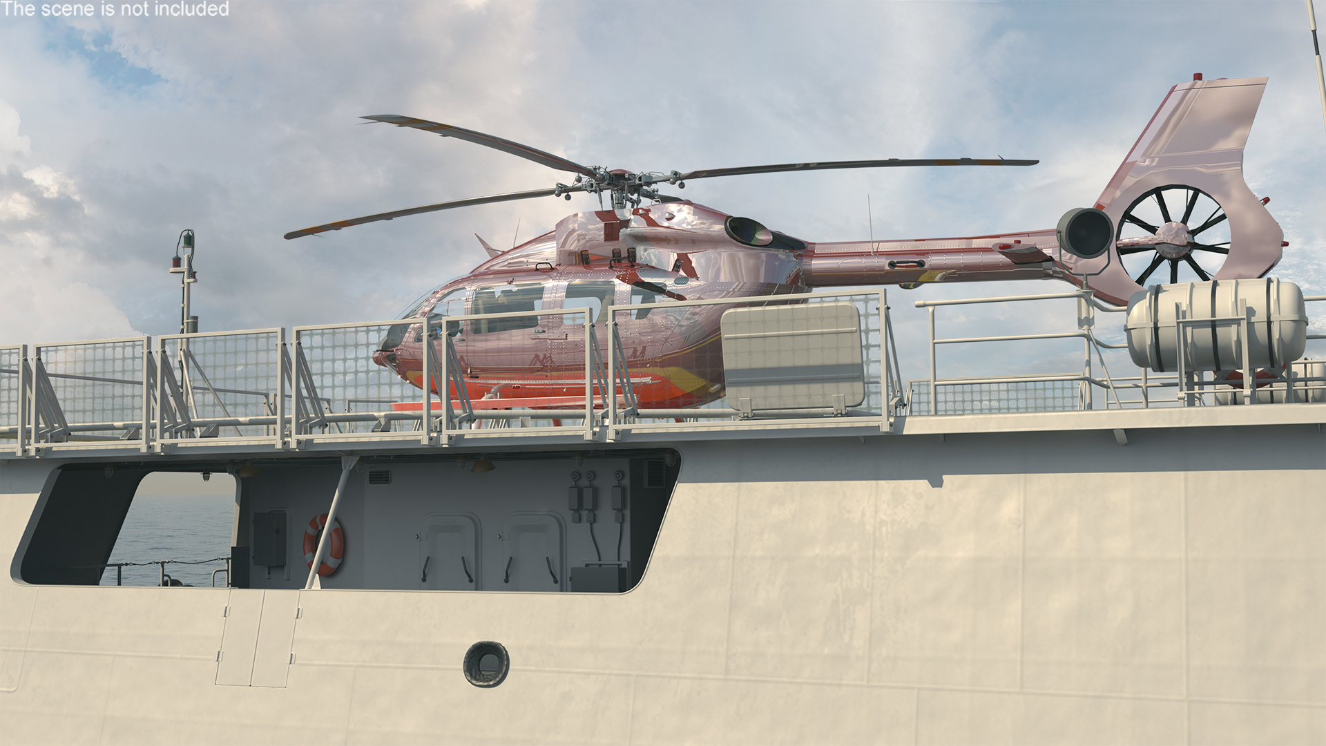 3D Coast Guard Ship with Helicopter Rigged for Maya model