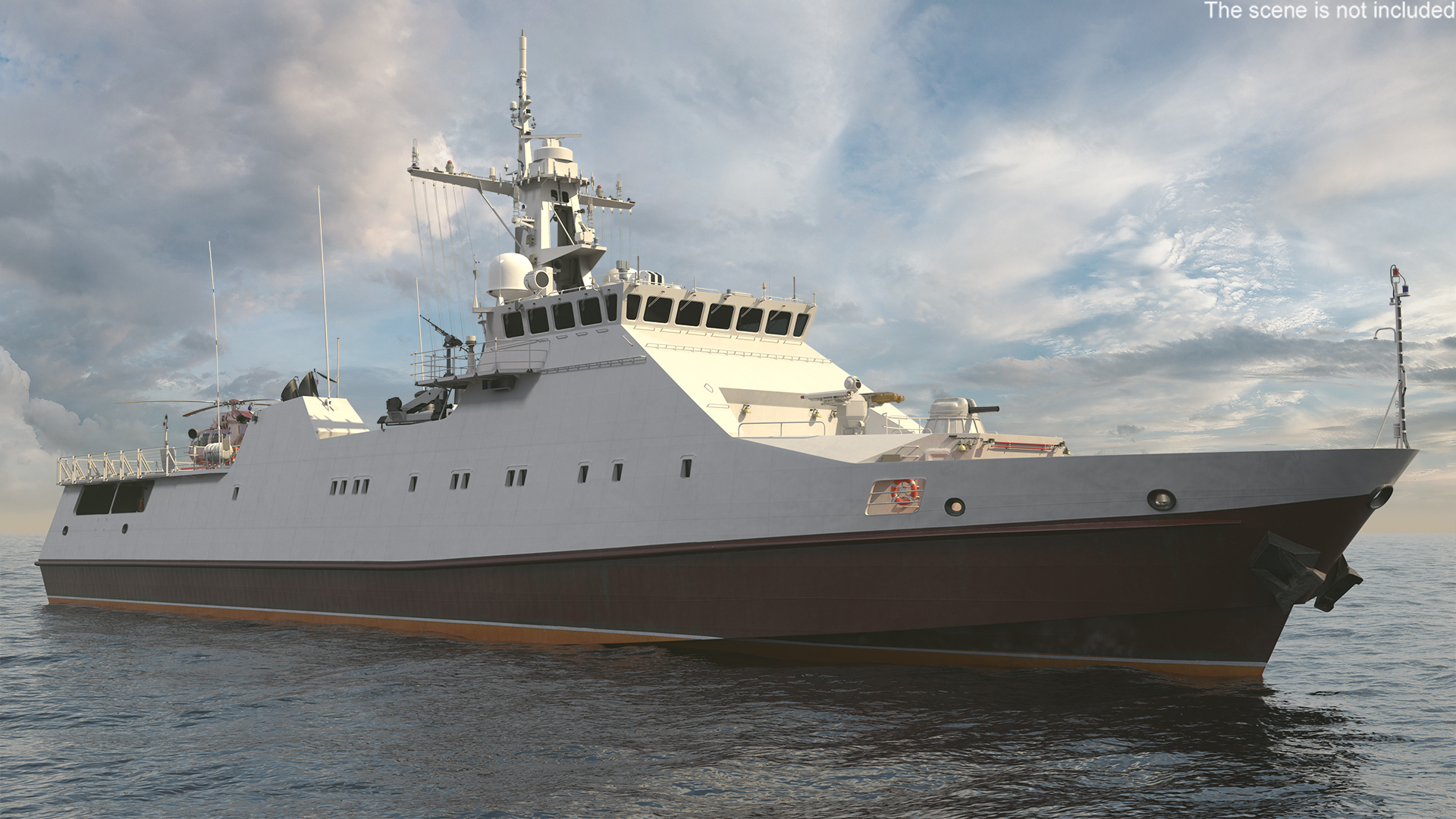 3D Coast Guard Ship with Helicopter Rigged for Maya model