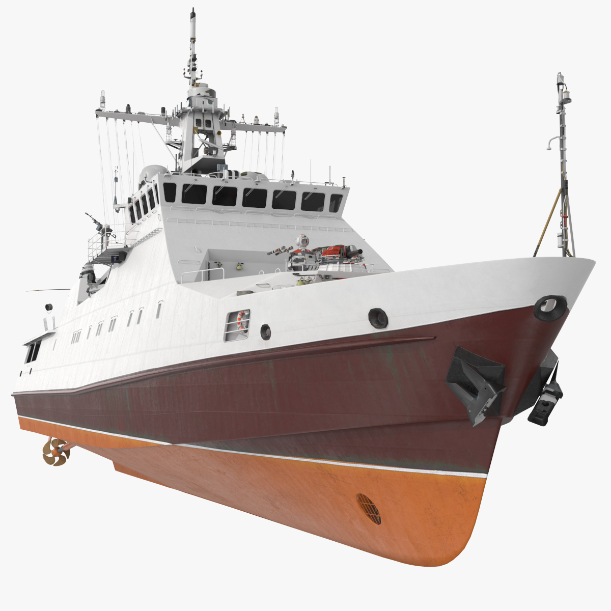 3D Coast Guard Ship with Helicopter Rigged for Maya model
