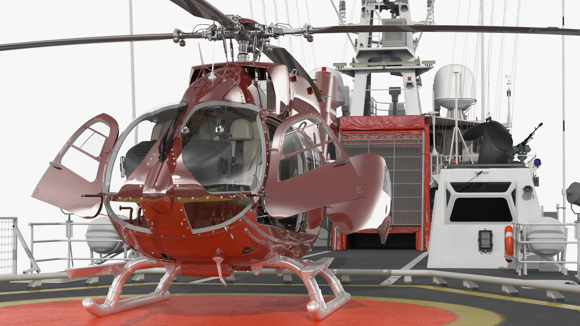 3D Coast Guard Ship with Helicopter Rigged for Maya model