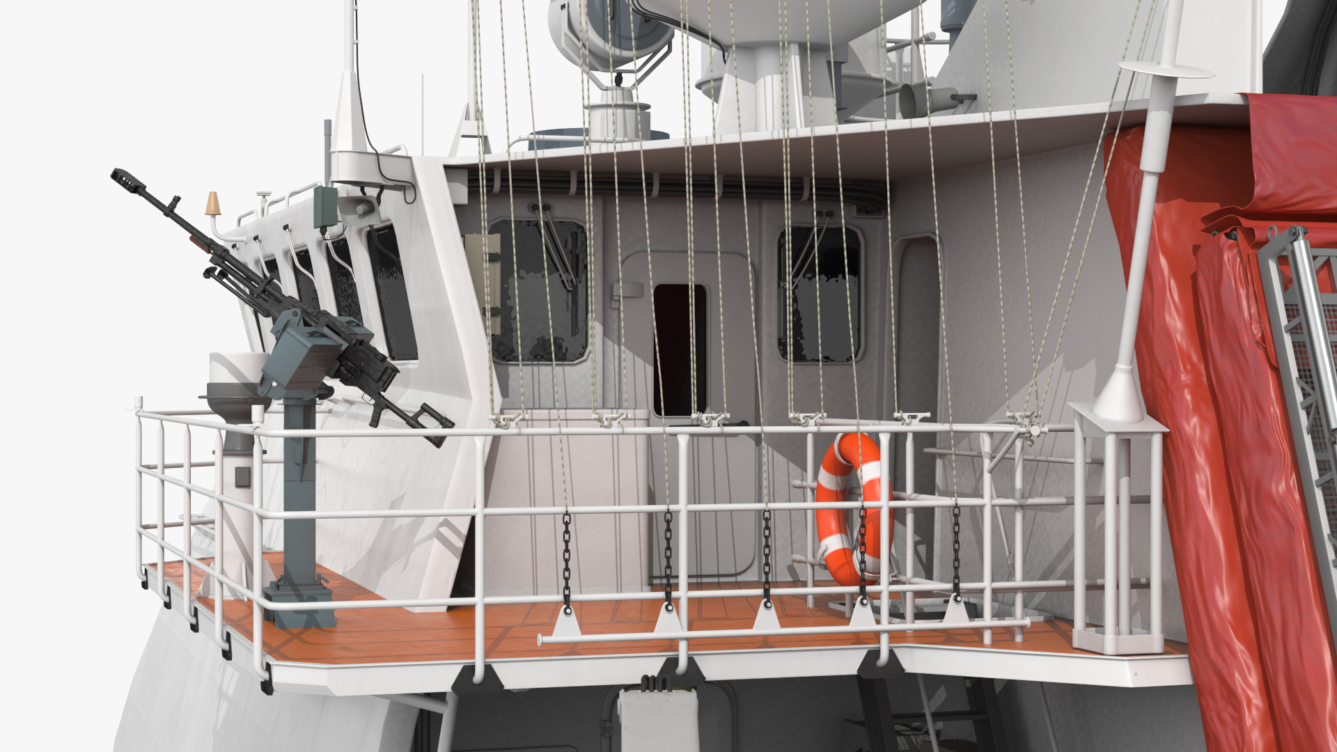 3D Coast Guard Ship with Helicopter Rigged for Maya model