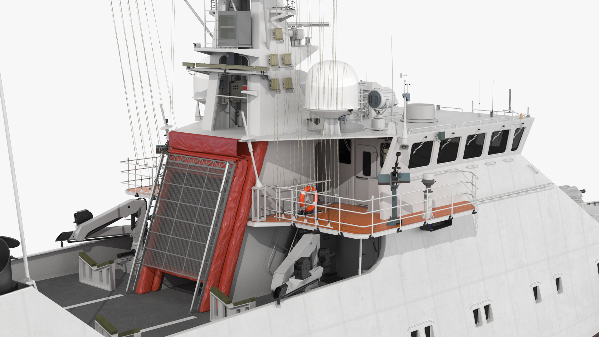 3D Coast Guard Ship with Helicopter Rigged for Maya model