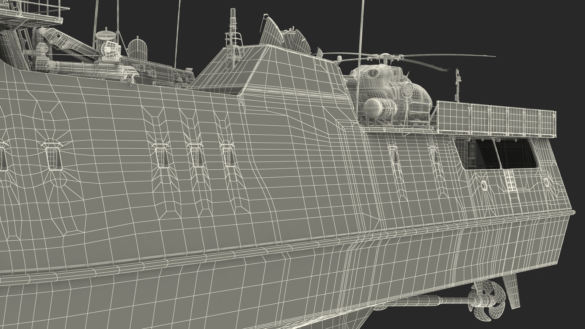 3D Coast Guard Ship with Helicopter Rigged for Maya model