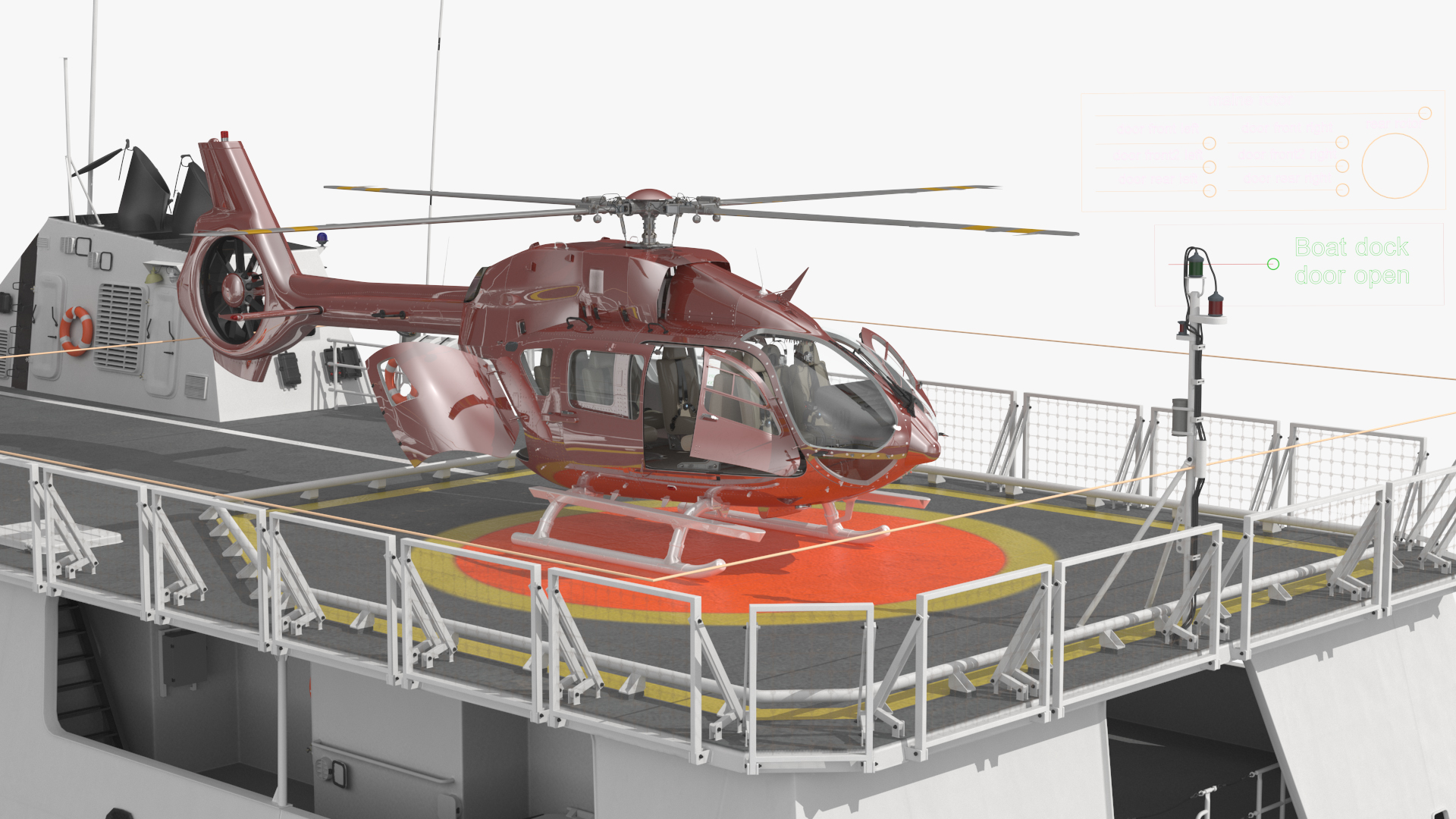 3D Coast Guard Ship with Helicopter Rigged for Maya model