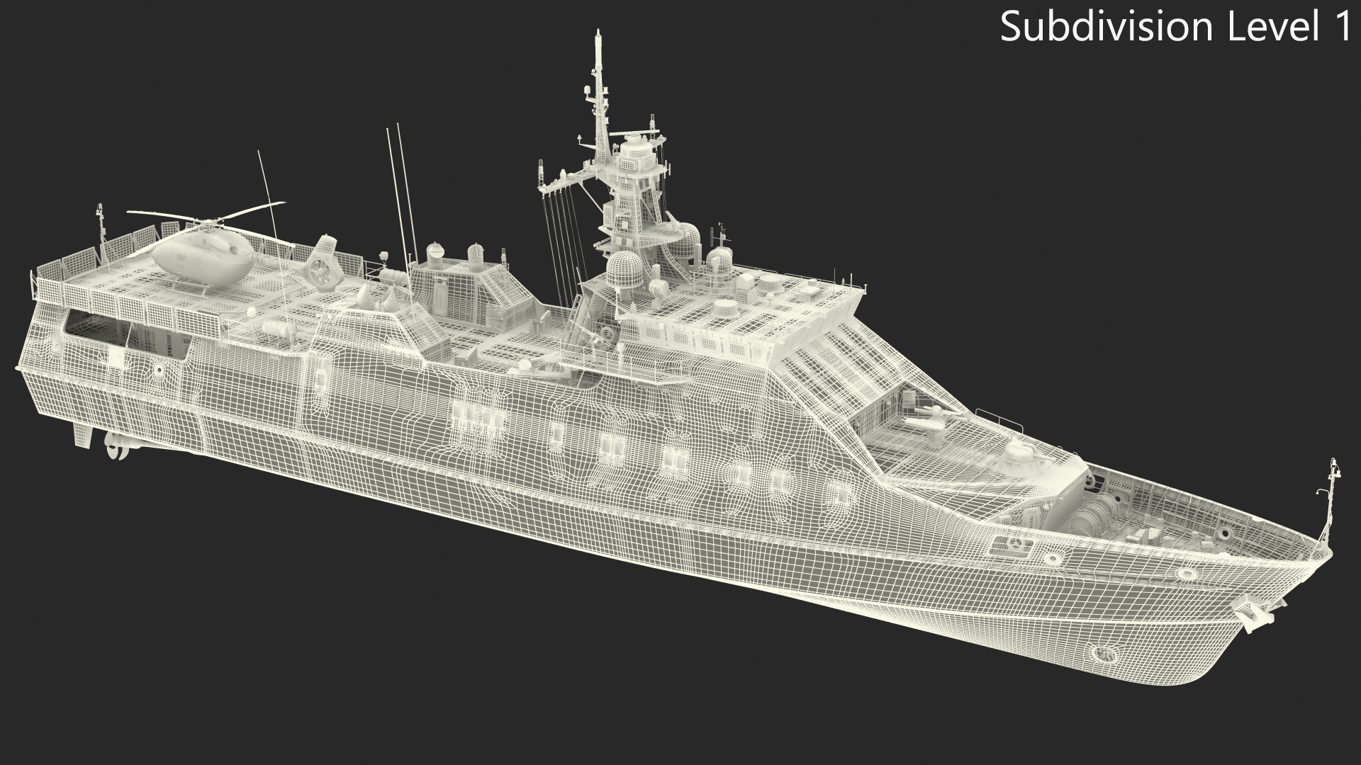 3D Coast Guard Ship with Helicopter Rigged for Maya model