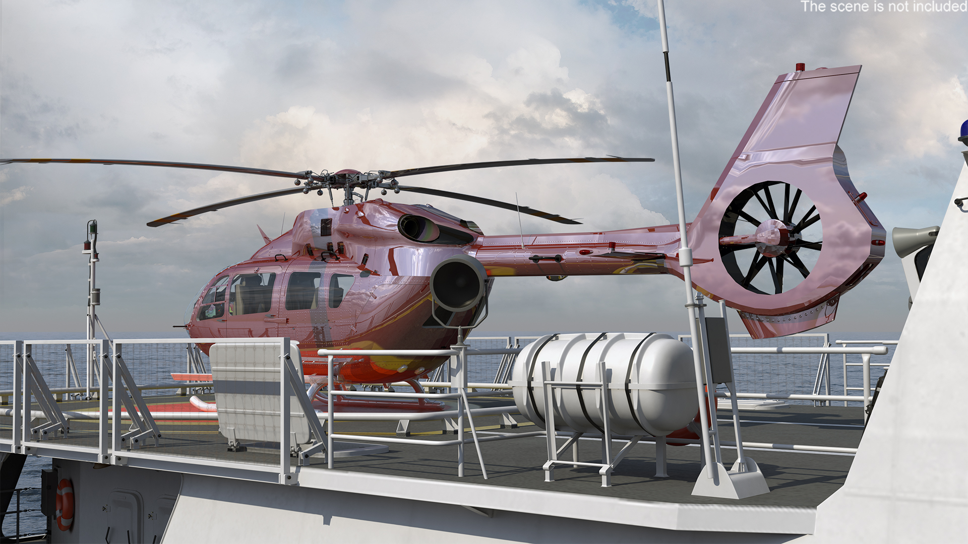 3D Coast Guard Ship with Helicopter Rigged for Maya model