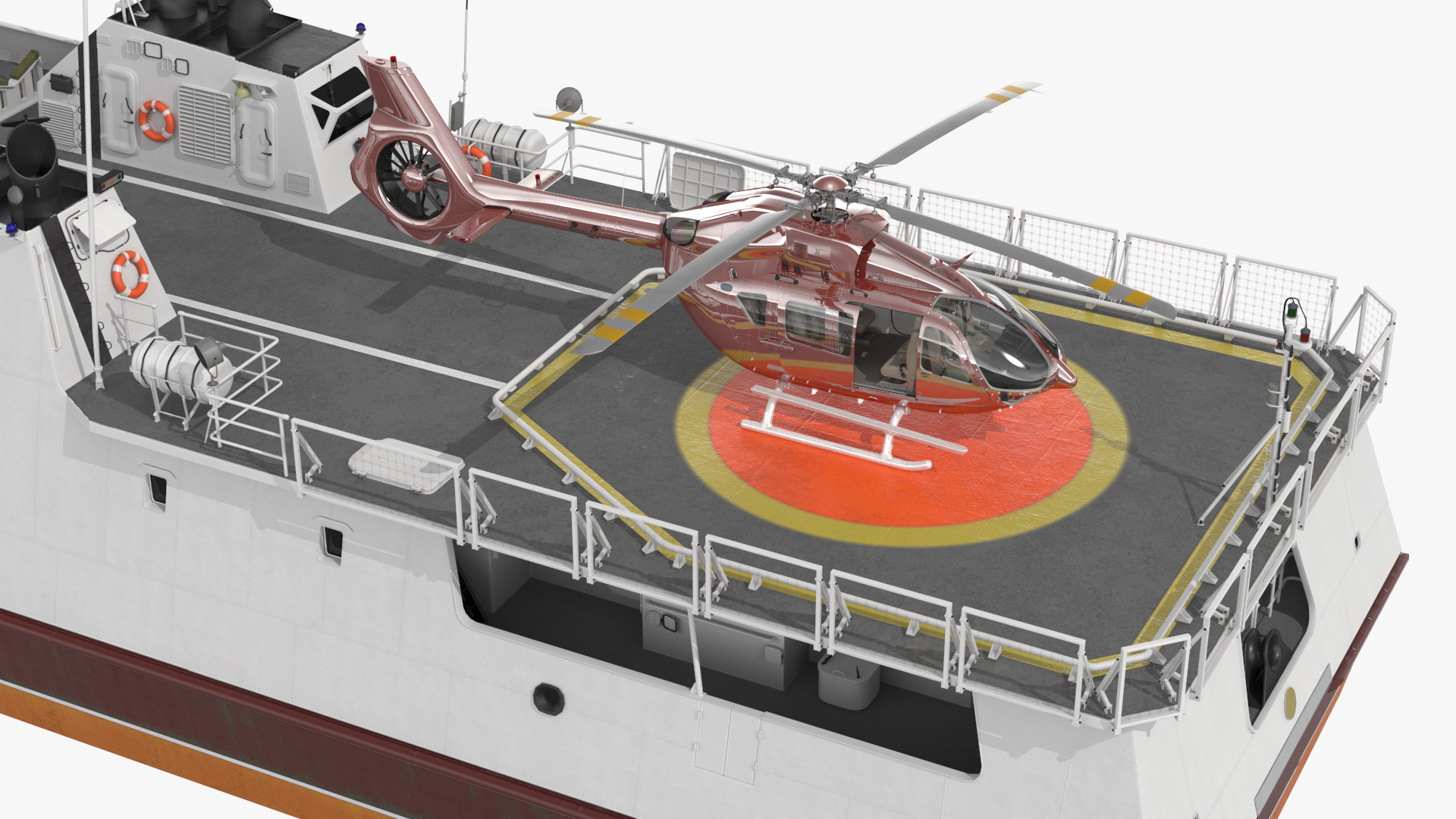 3D Coast Guard Ship with Helicopter Rigged for Maya model
