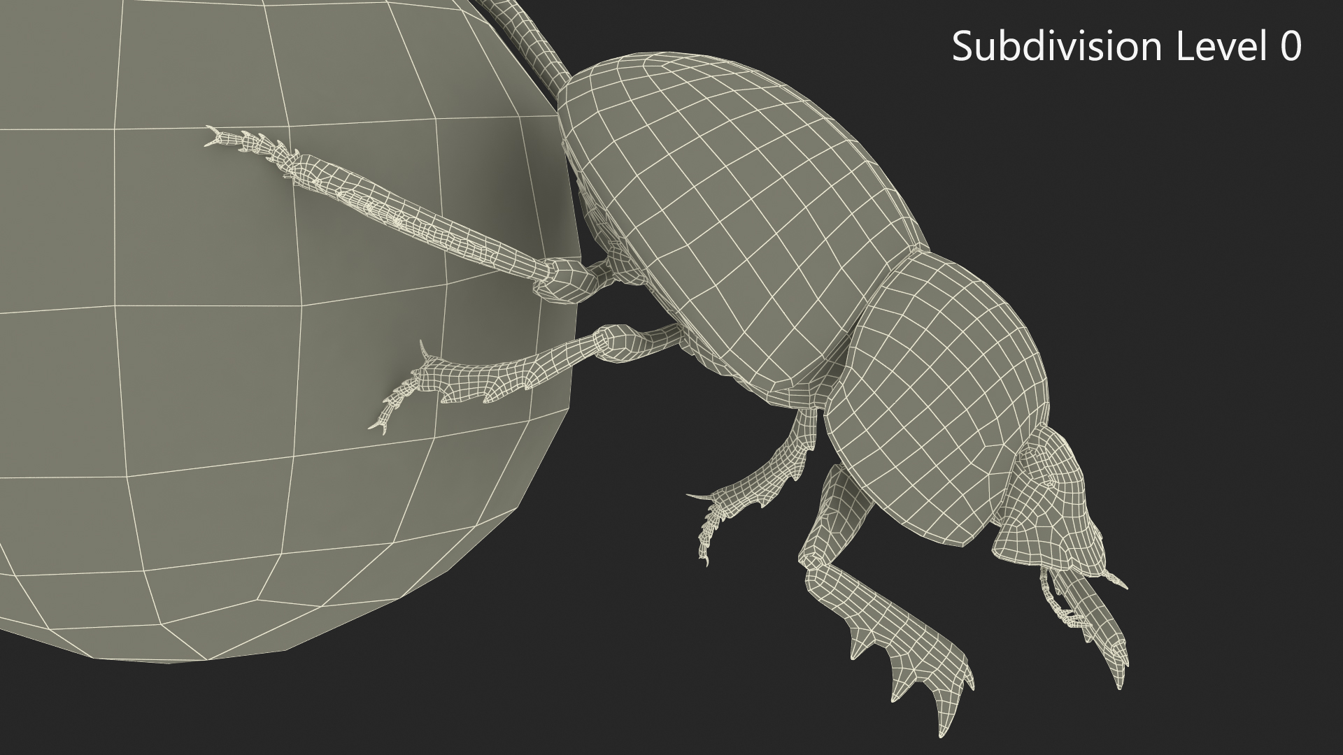 3D Roller Beetle Pushing Sphere Dirt model