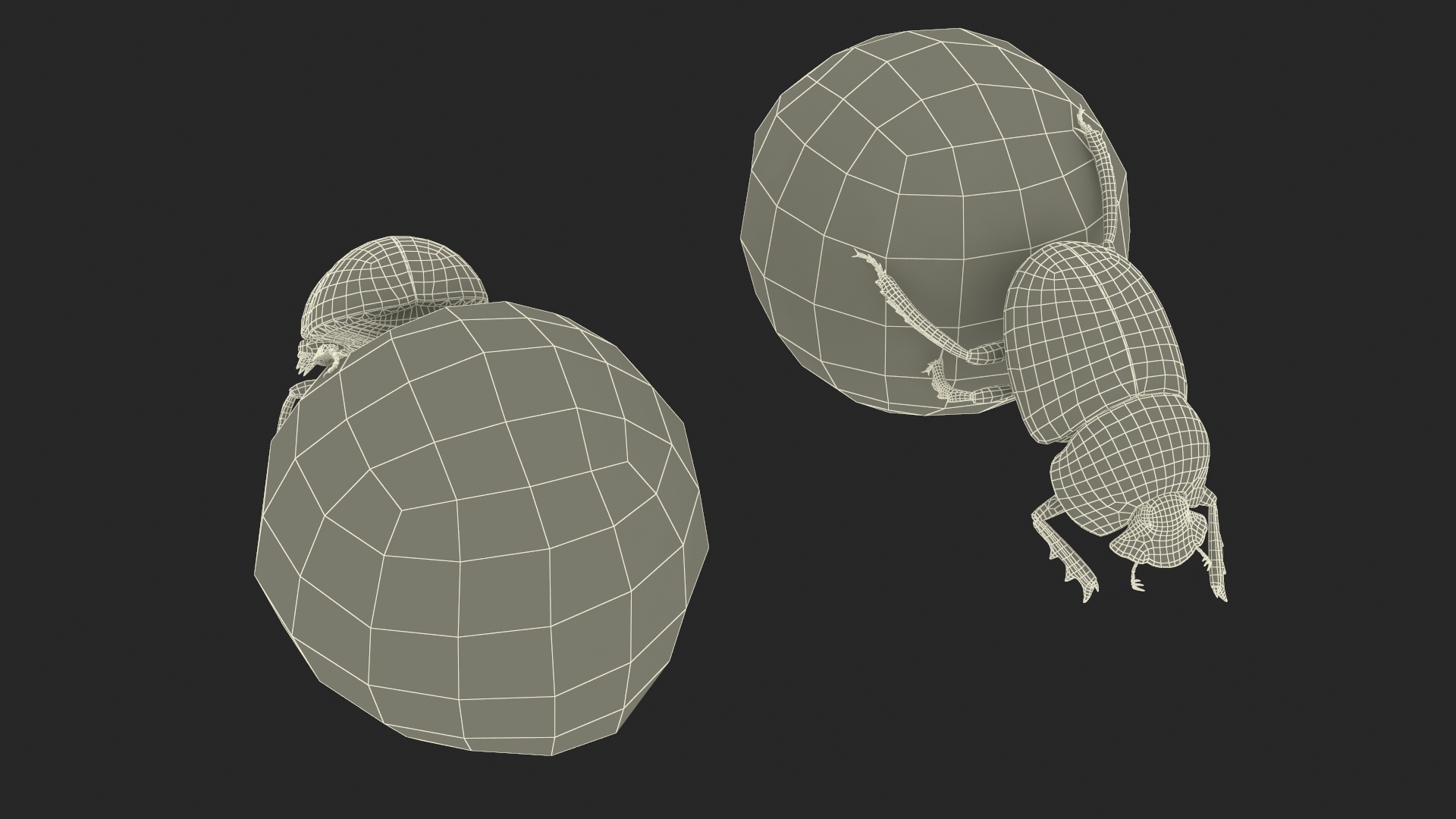 3D Roller Beetle Pushing Sphere Dirt model