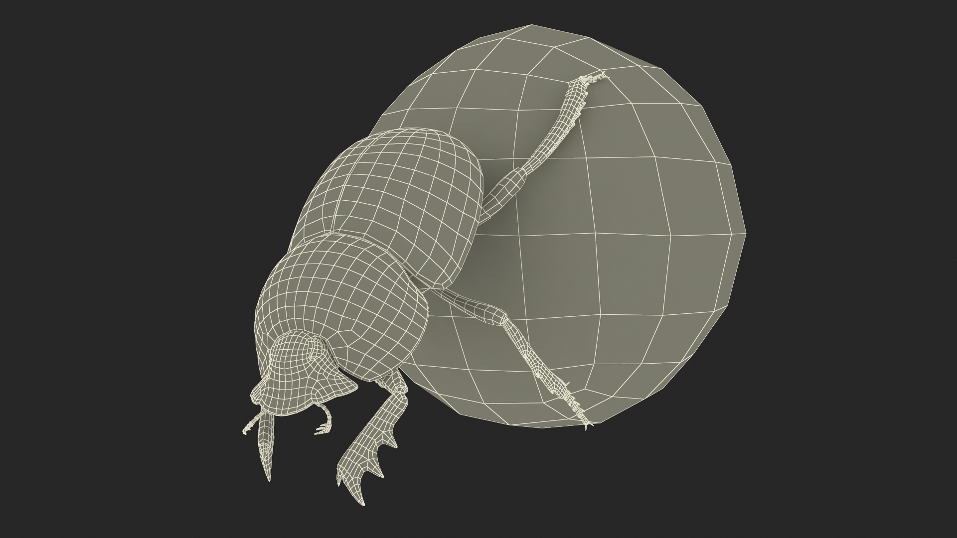 3D Roller Beetle Pushing Sphere Dirt model