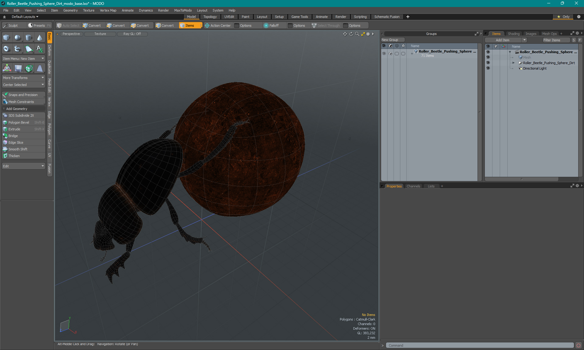 3D Roller Beetle Pushing Sphere Dirt model