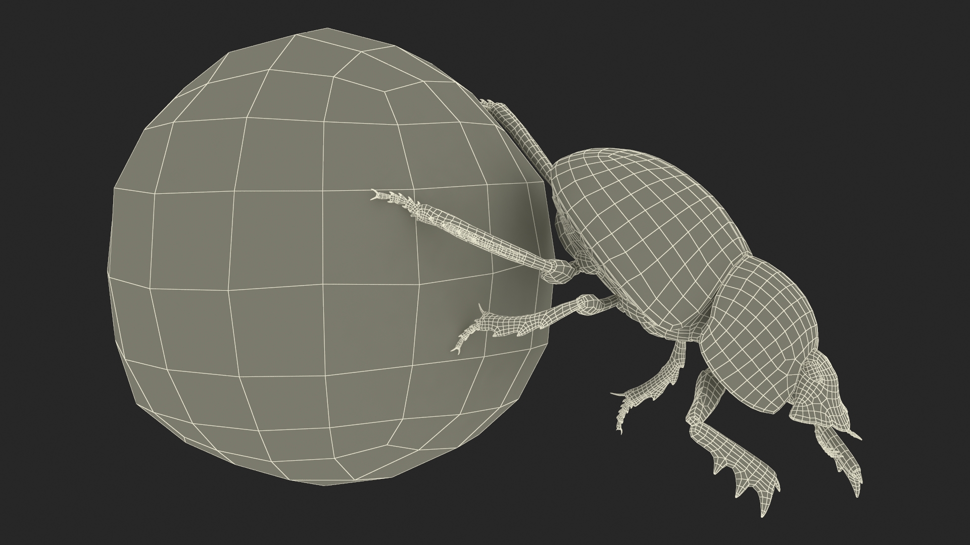 3D Roller Beetle Pushing Sphere Dirt model