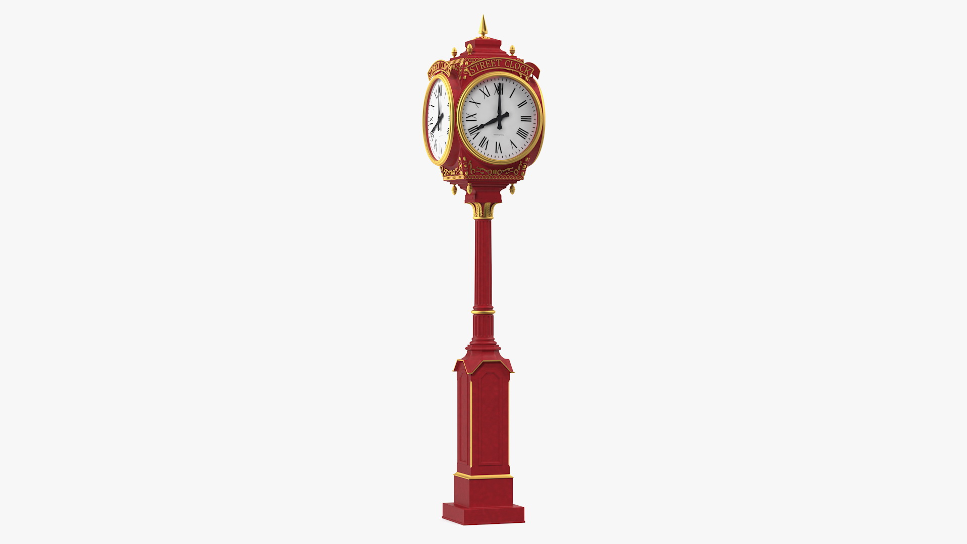 3D City Street Clock Red
