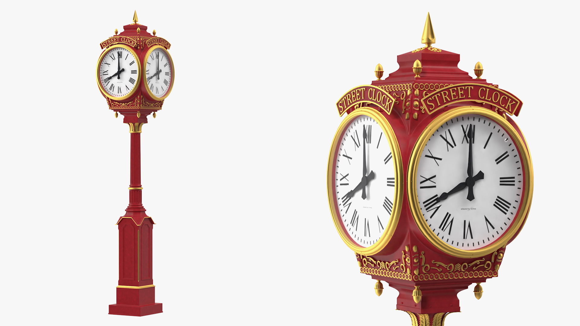 3D City Street Clock Red