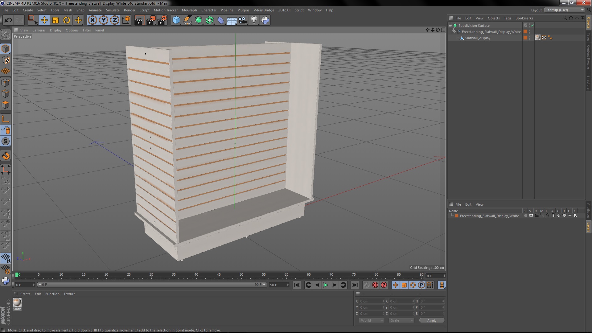 3D model Freestanding Slatwall Display White