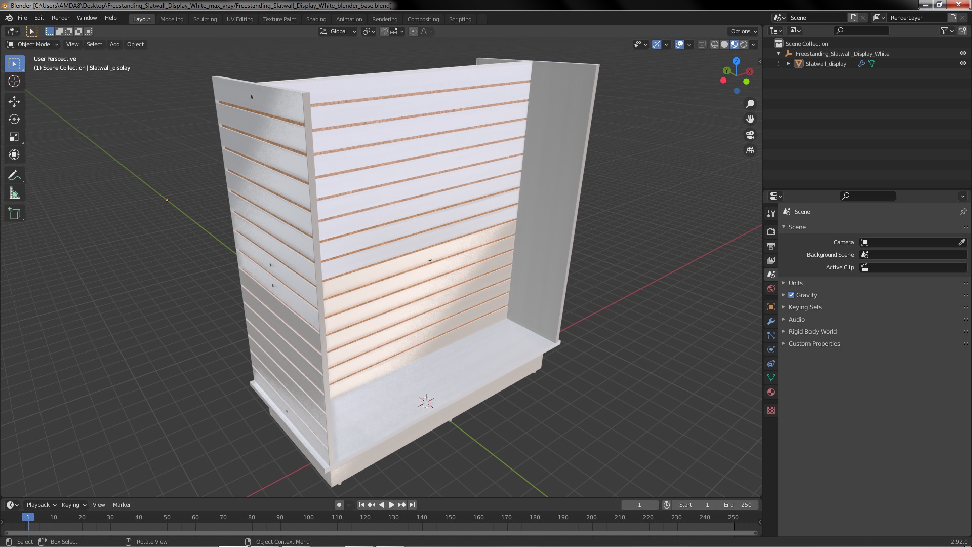 3D model Freestanding Slatwall Display White