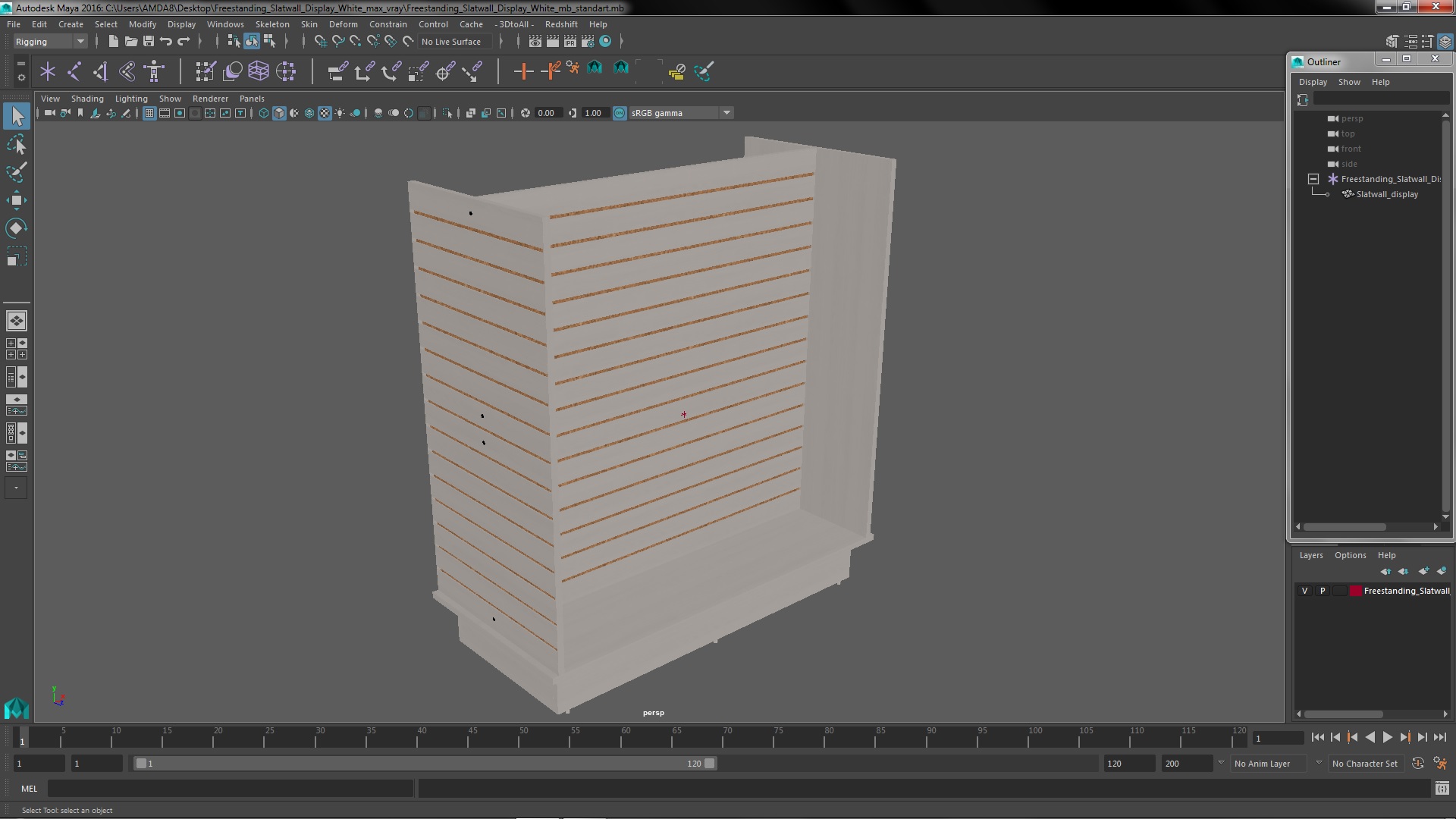 3D model Freestanding Slatwall Display White