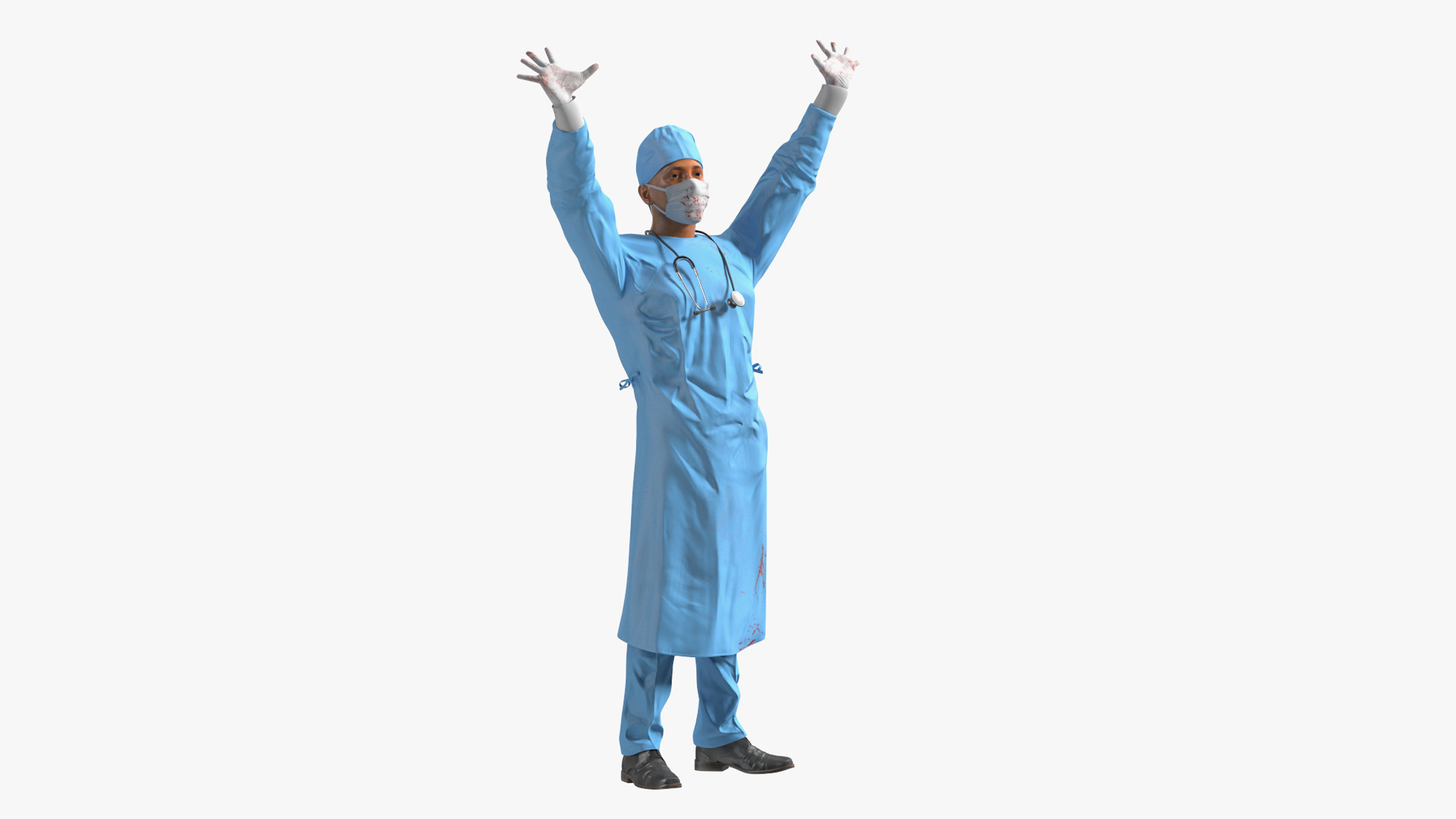Blood Stained Surgeon Doctor in Mask Rigged for Cinema 4D 3D