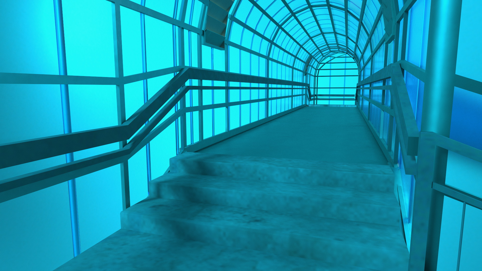 Above Ground Pedestrian Crossing 2-lane Road 3D model