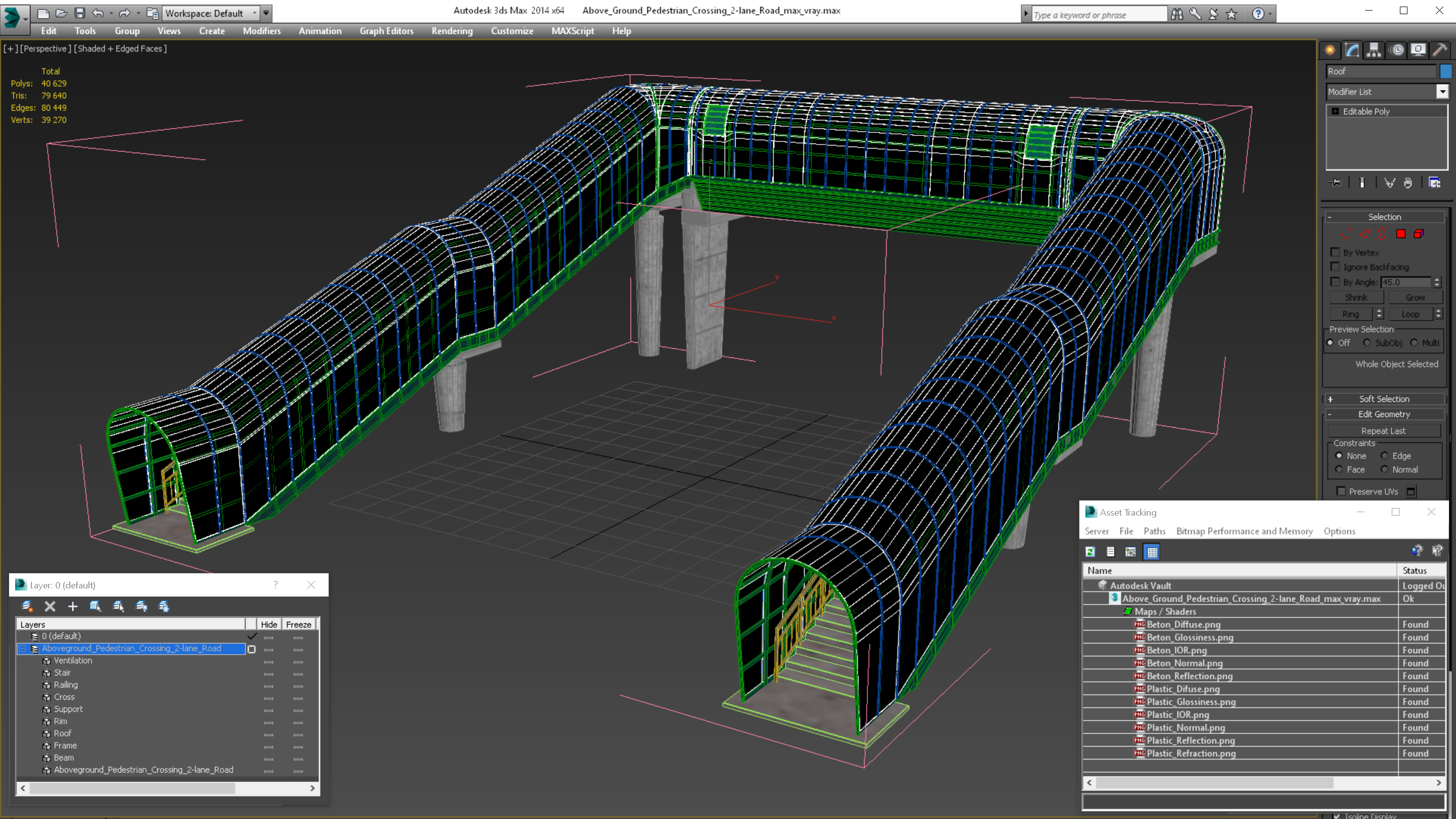Above Ground Pedestrian Crossing 2-lane Road 3D model