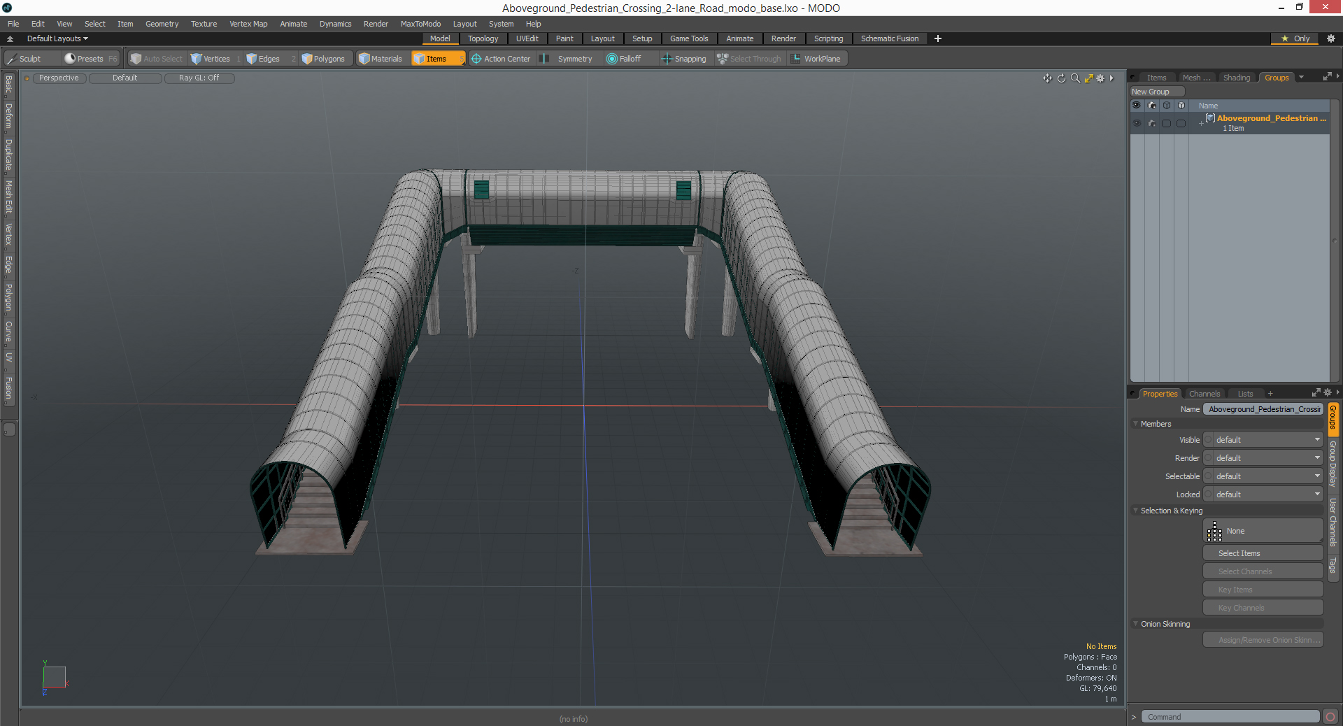 Above Ground Pedestrian Crossing 2-lane Road 3D model