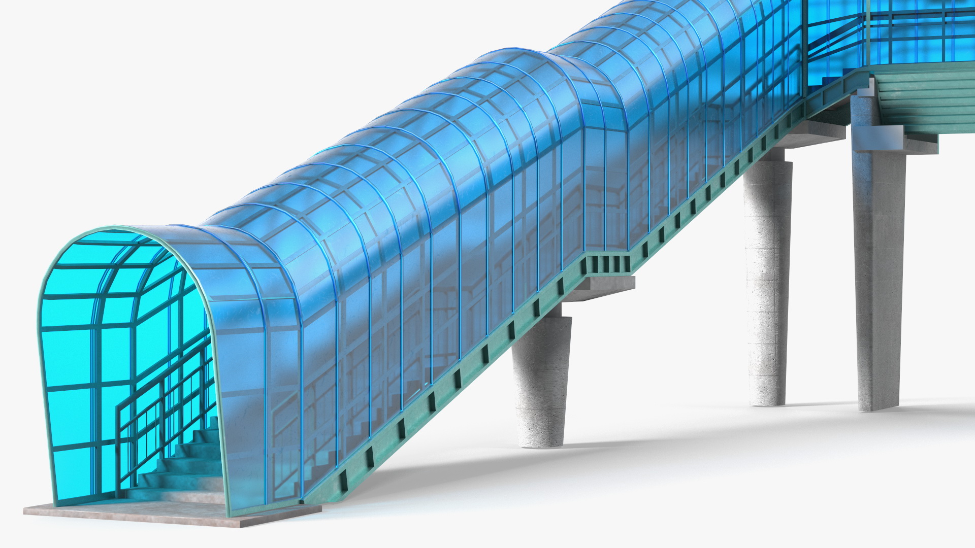 Above Ground Pedestrian Crossing 2-lane Road 3D model