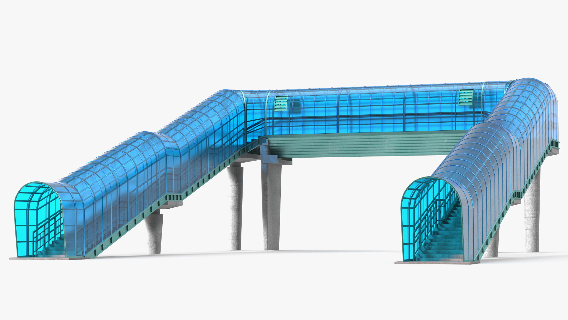 Above Ground Pedestrian Crossing 2-lane Road 3D model