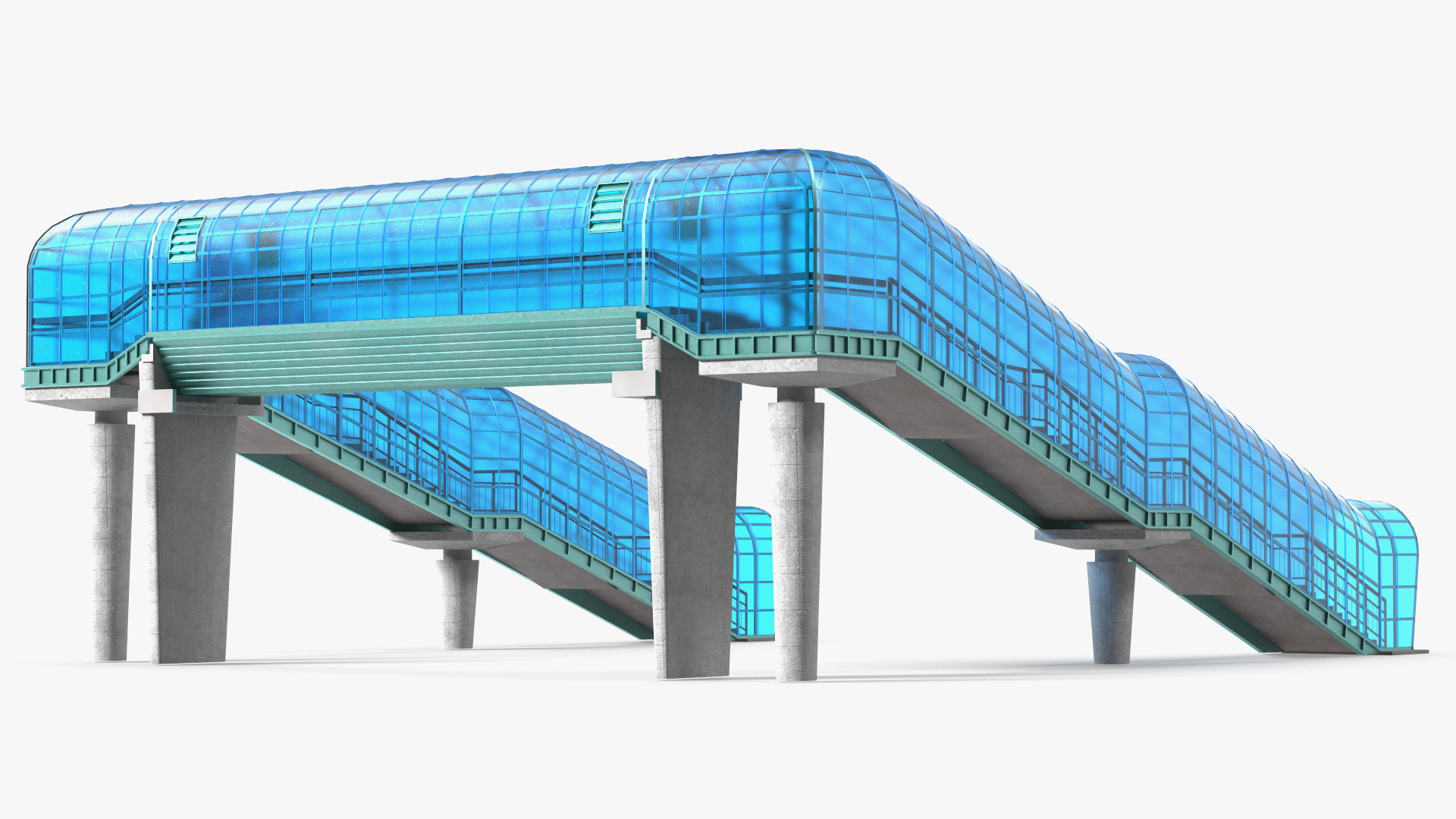 Above Ground Pedestrian Crossing 2-lane Road 3D model