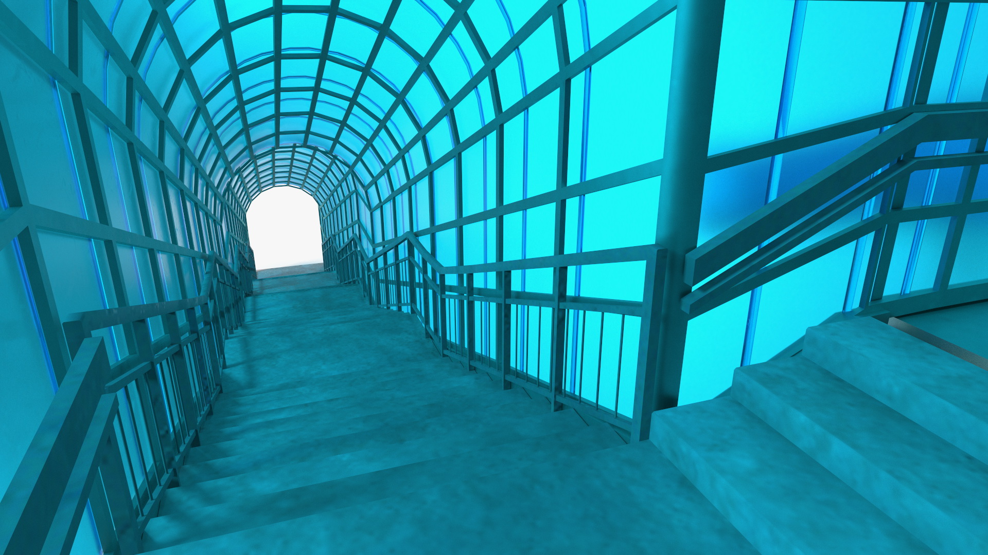 Above Ground Pedestrian Crossing 2-lane Road 3D model