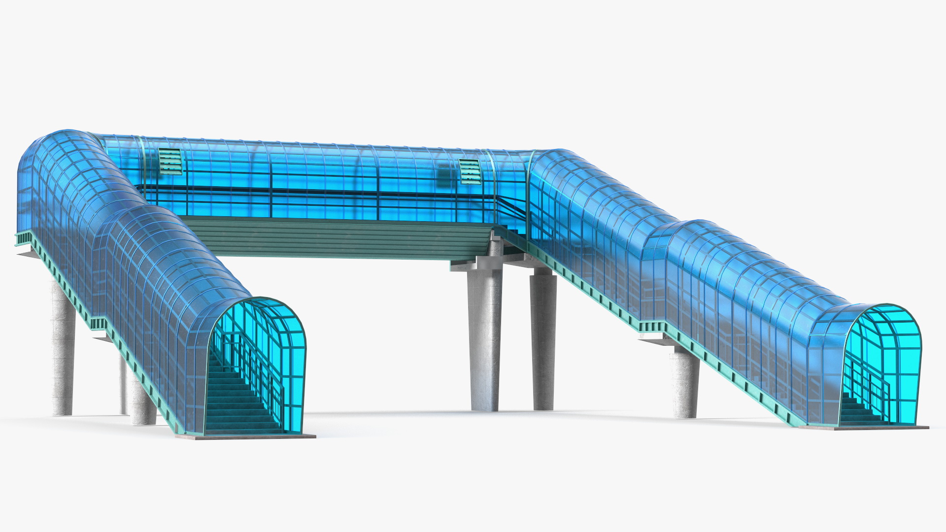 Above Ground Pedestrian Crossing 2-lane Road 3D model