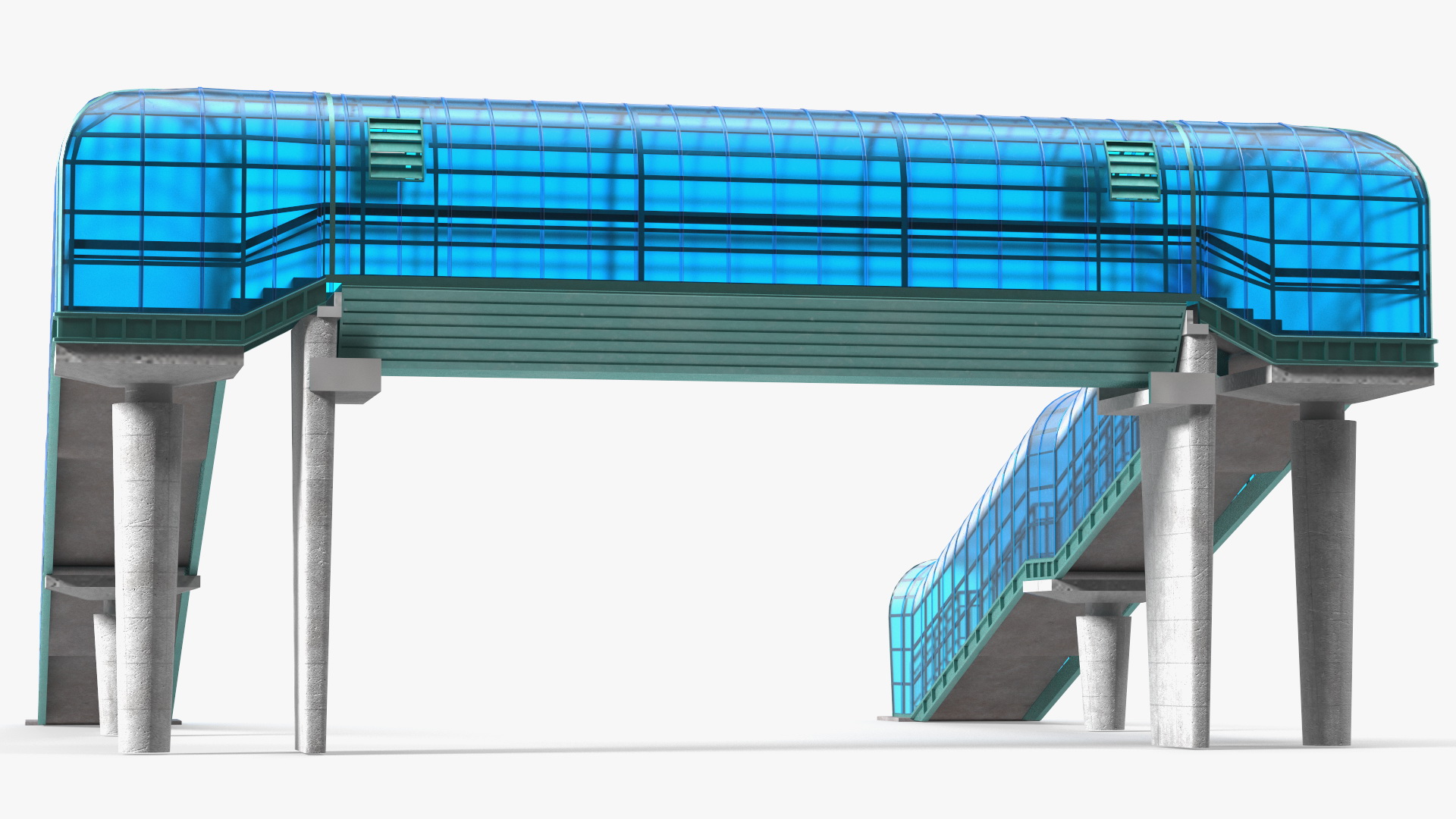 Above Ground Pedestrian Crossing 2-lane Road 3D model