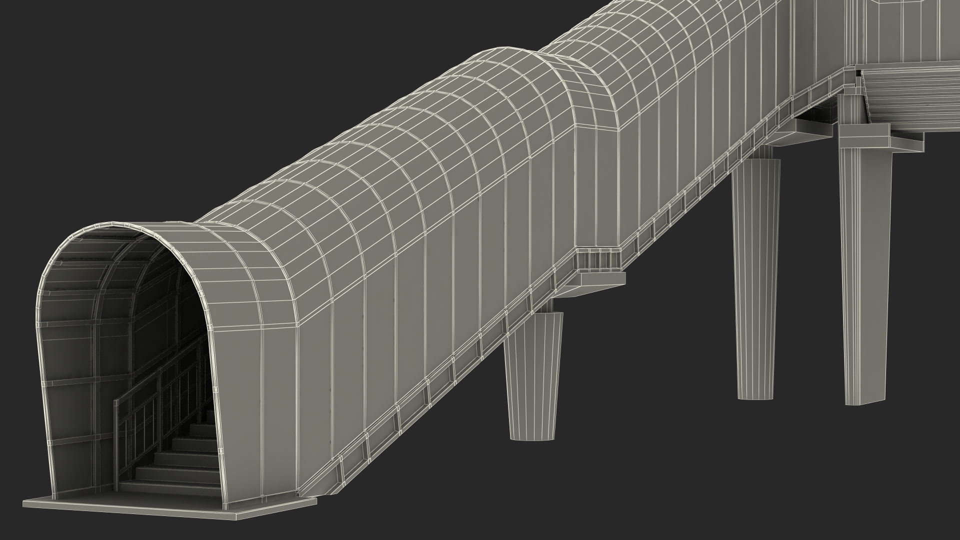 Above Ground Pedestrian Crossing 2-lane Road 3D model