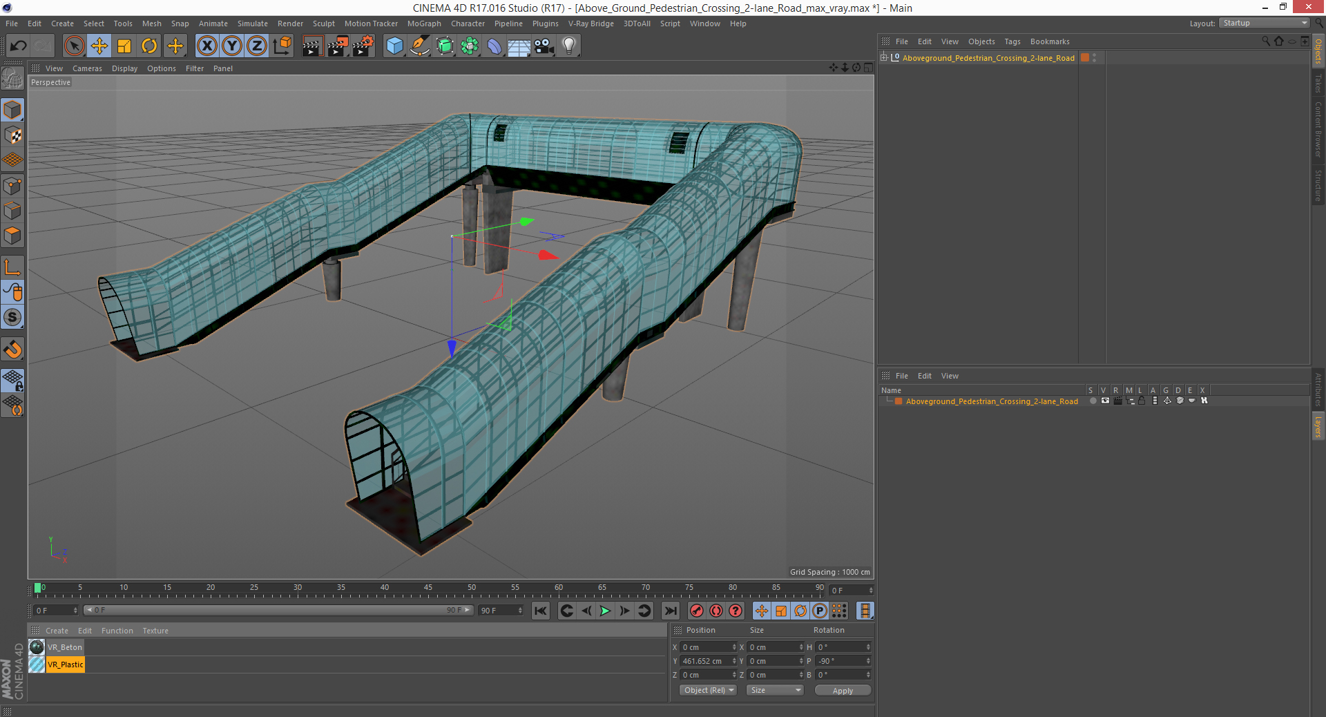 Above Ground Pedestrian Crossing 2-lane Road 3D model