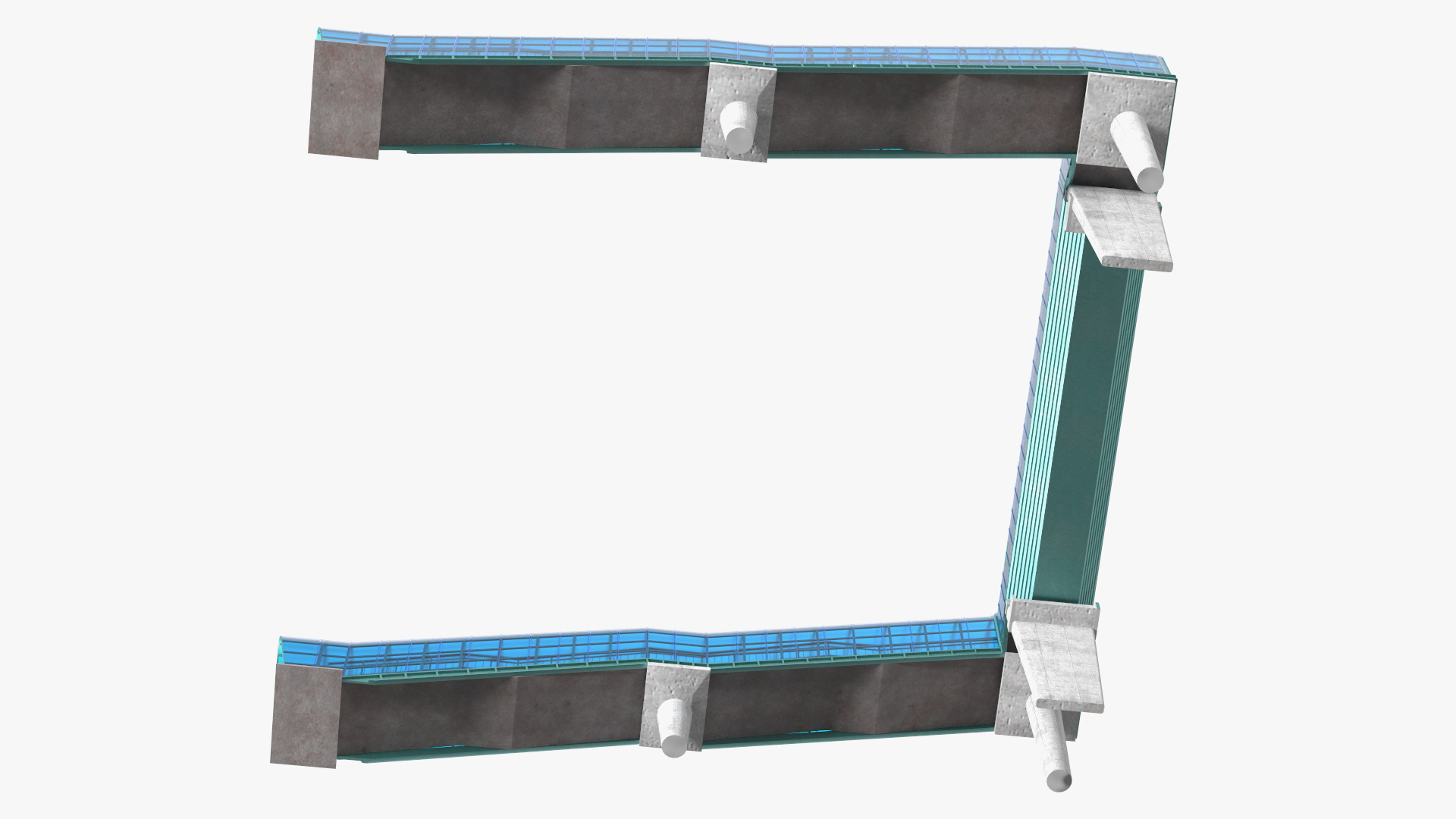 Above Ground Pedestrian Crossing 2-lane Road 3D model