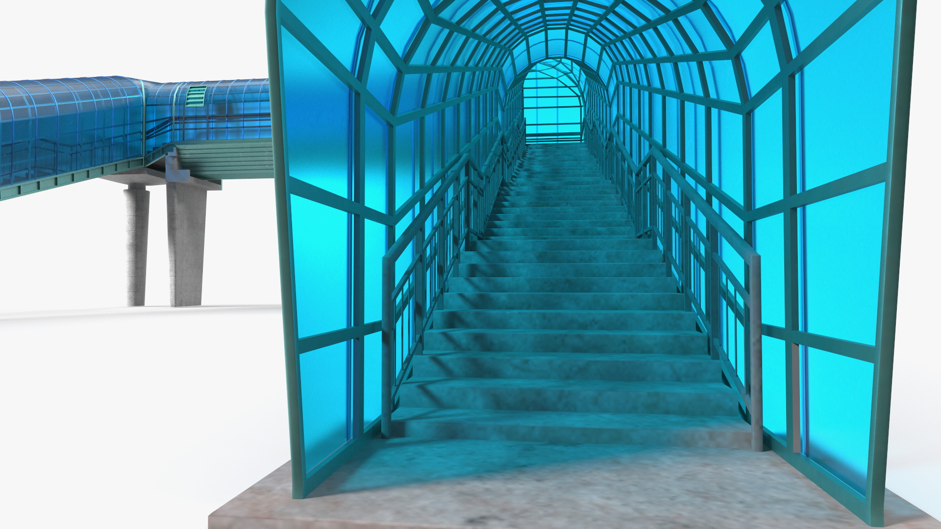 Above Ground Pedestrian Crossing 2-lane Road 3D model