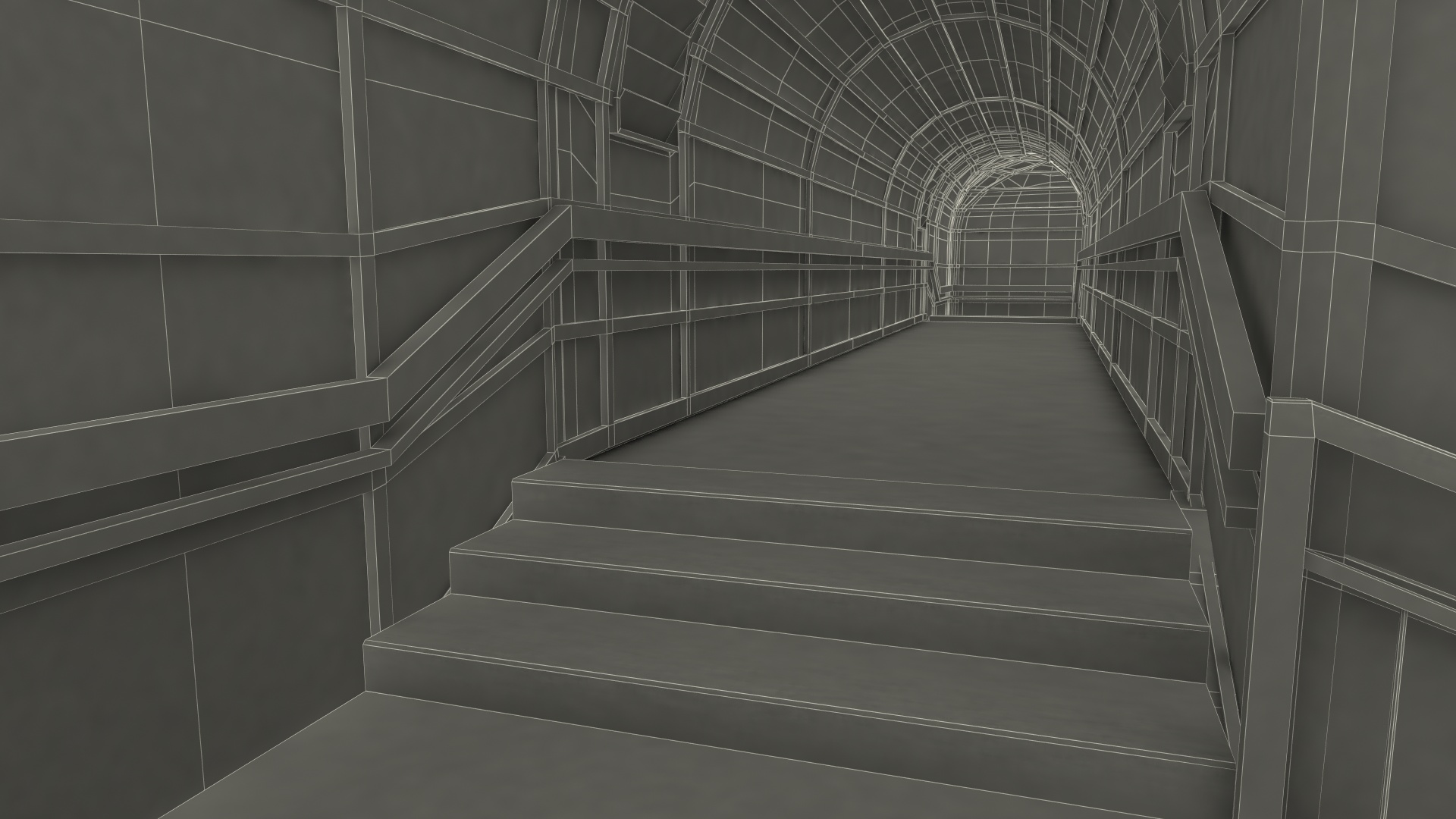 Above Ground Pedestrian Crossing 2-lane Road 3D model