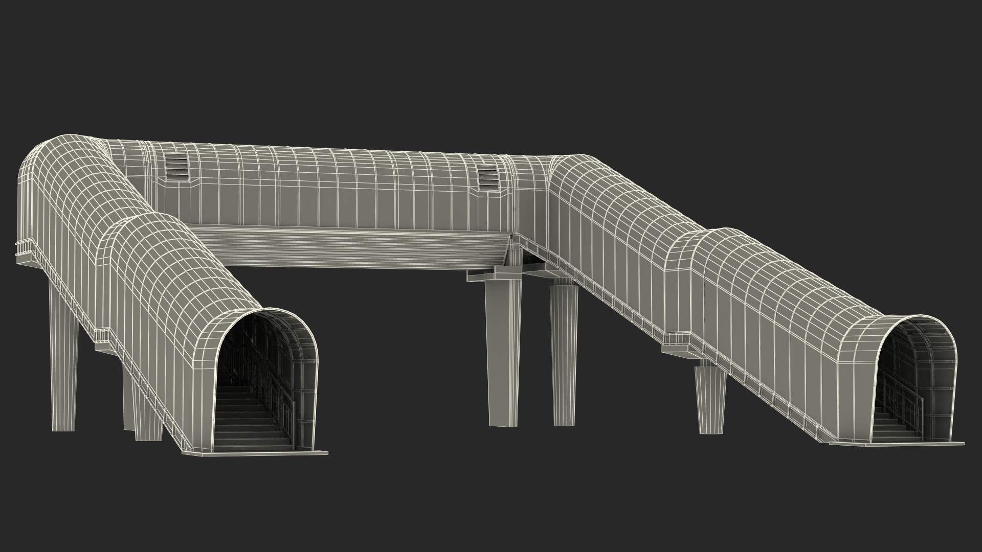 Above Ground Pedestrian Crossing 2-lane Road 3D model