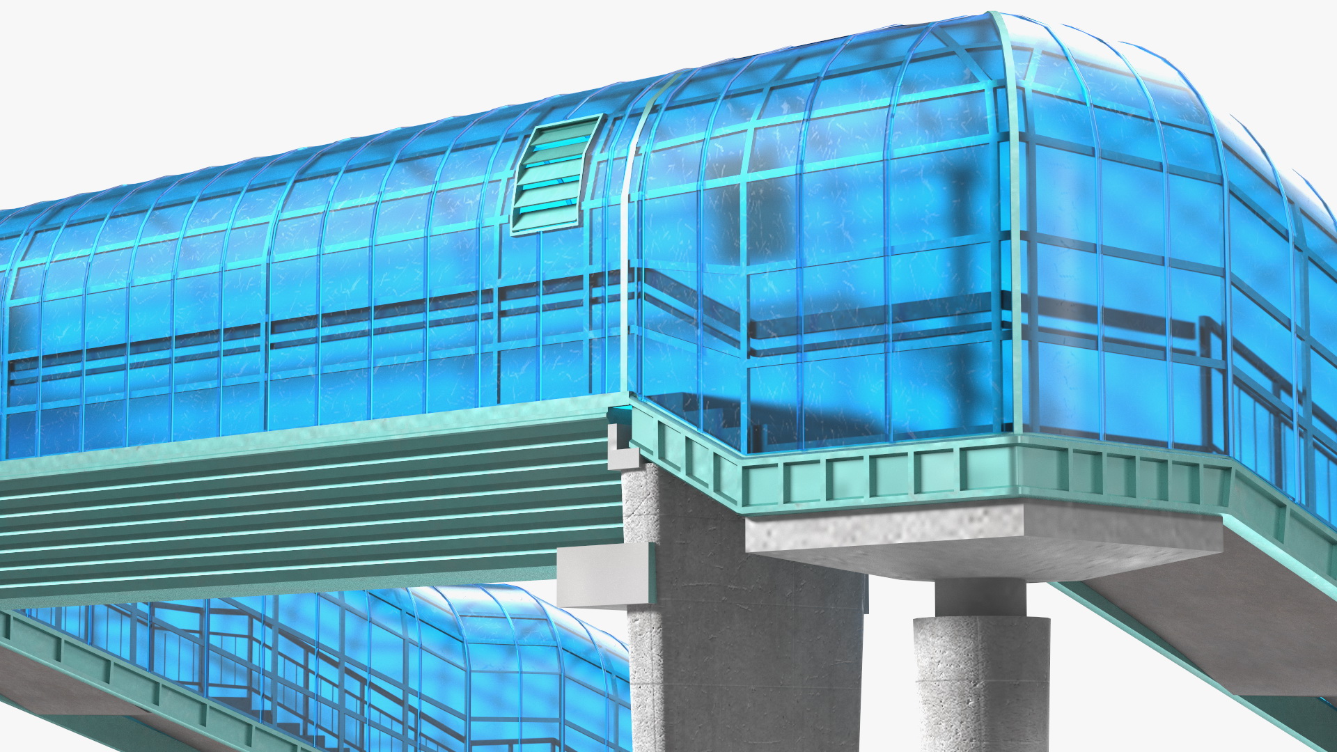 Above Ground Pedestrian Crossing 2-lane Road 3D model