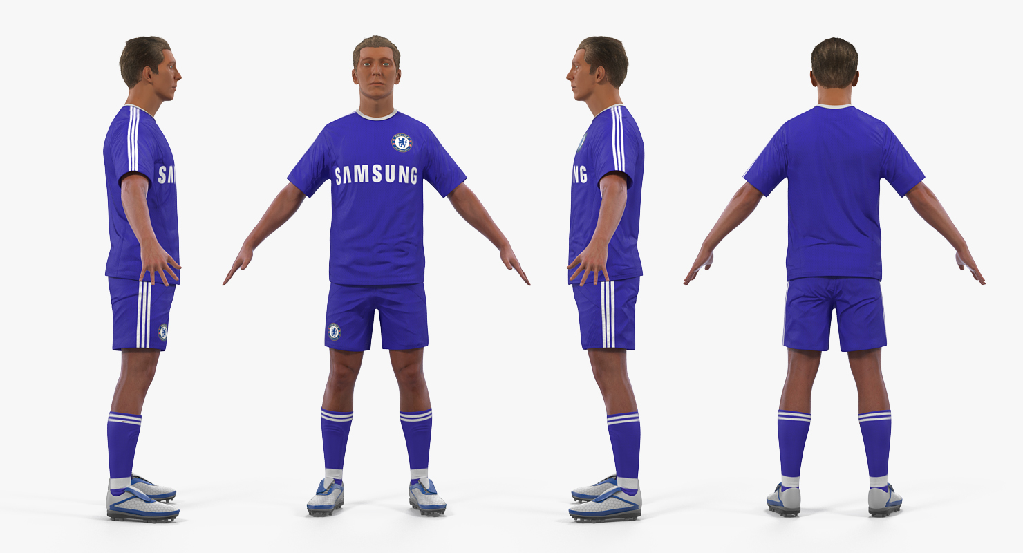 3D model Soccer or Football Player Chelsea Rigged